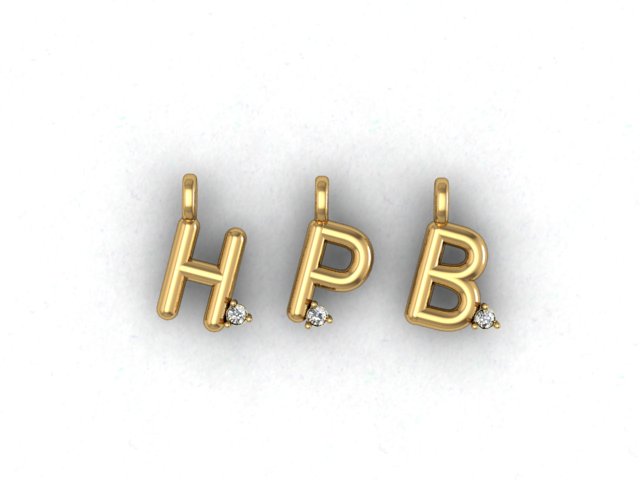 Mockup image of mini puffy initial letter H, P and B