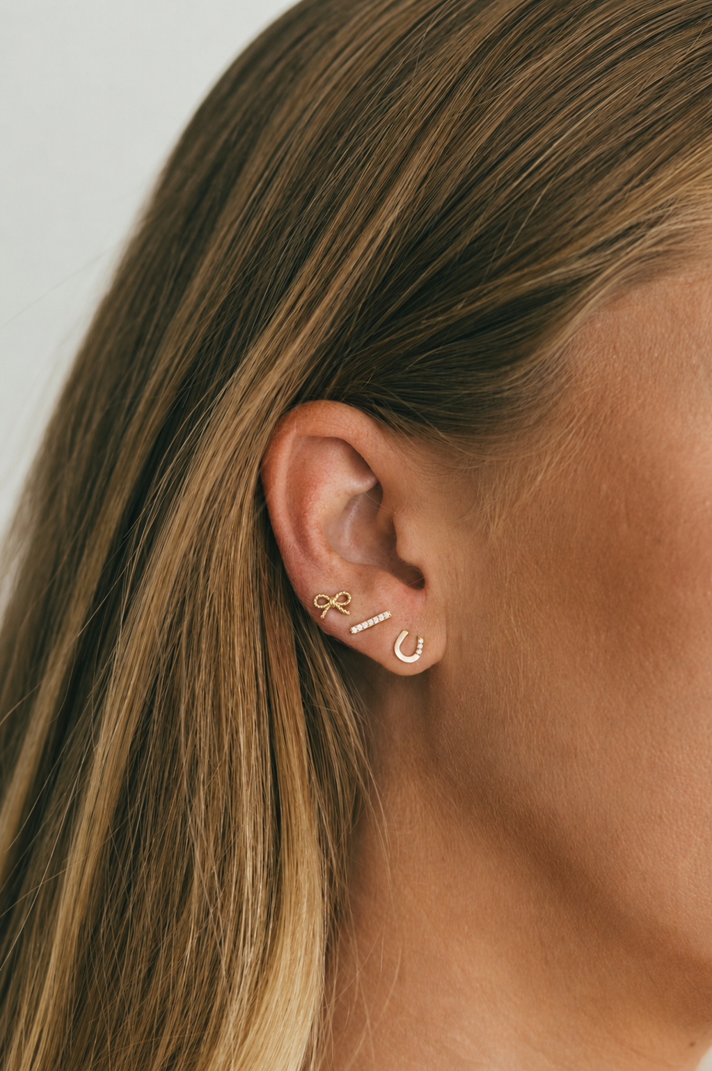 14K Gold Twisted Bow Stud with Flatback