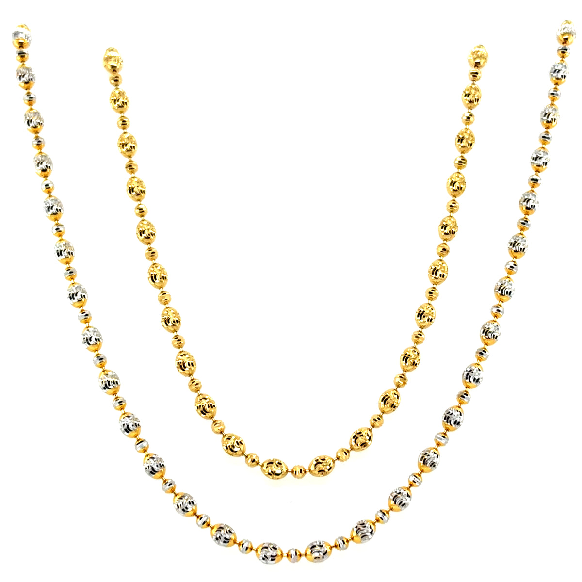 10K Gold Diamond Cut Bead Chain Necklace
