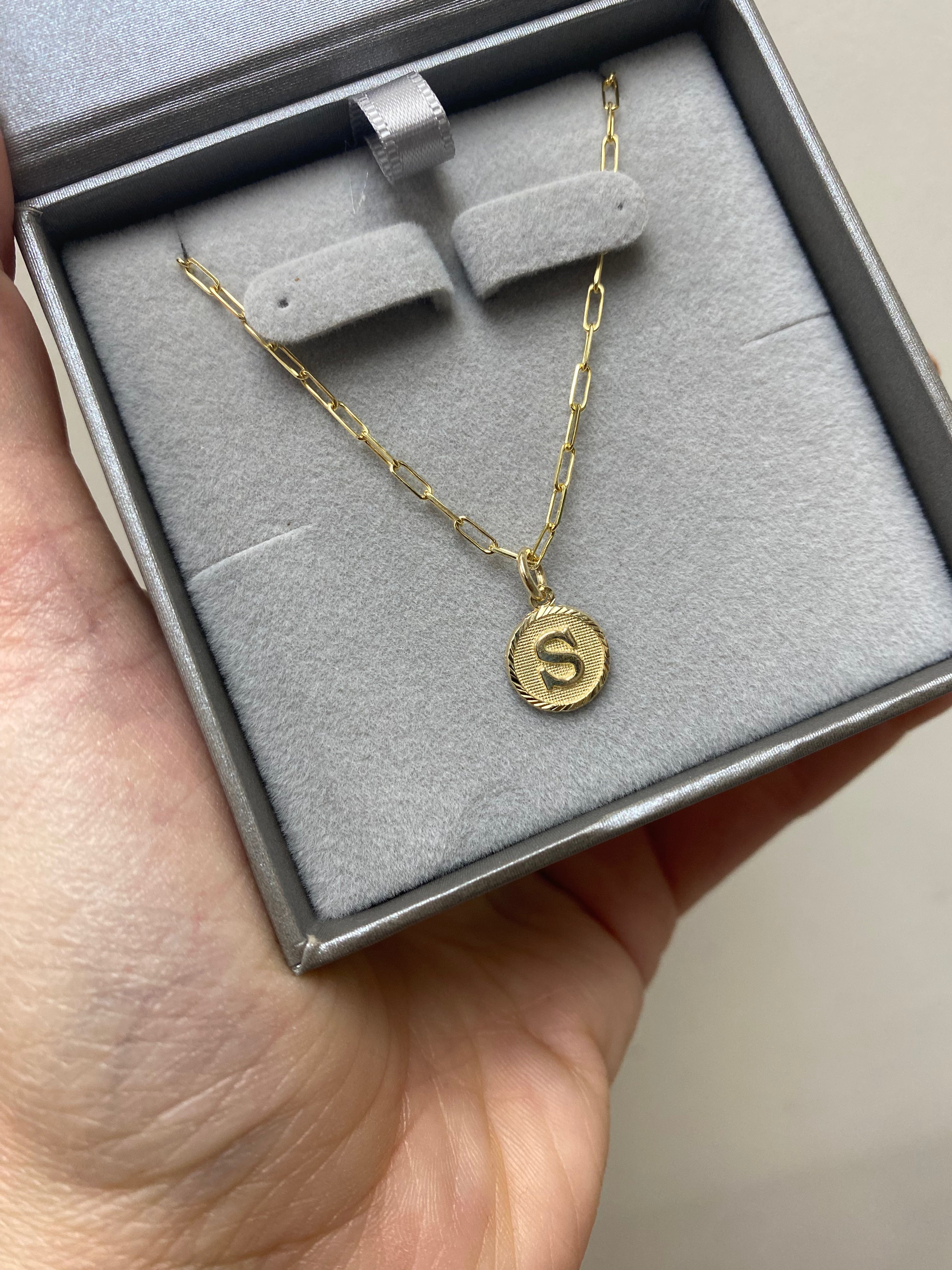 10K Gold Bordered Initial Disc Charm