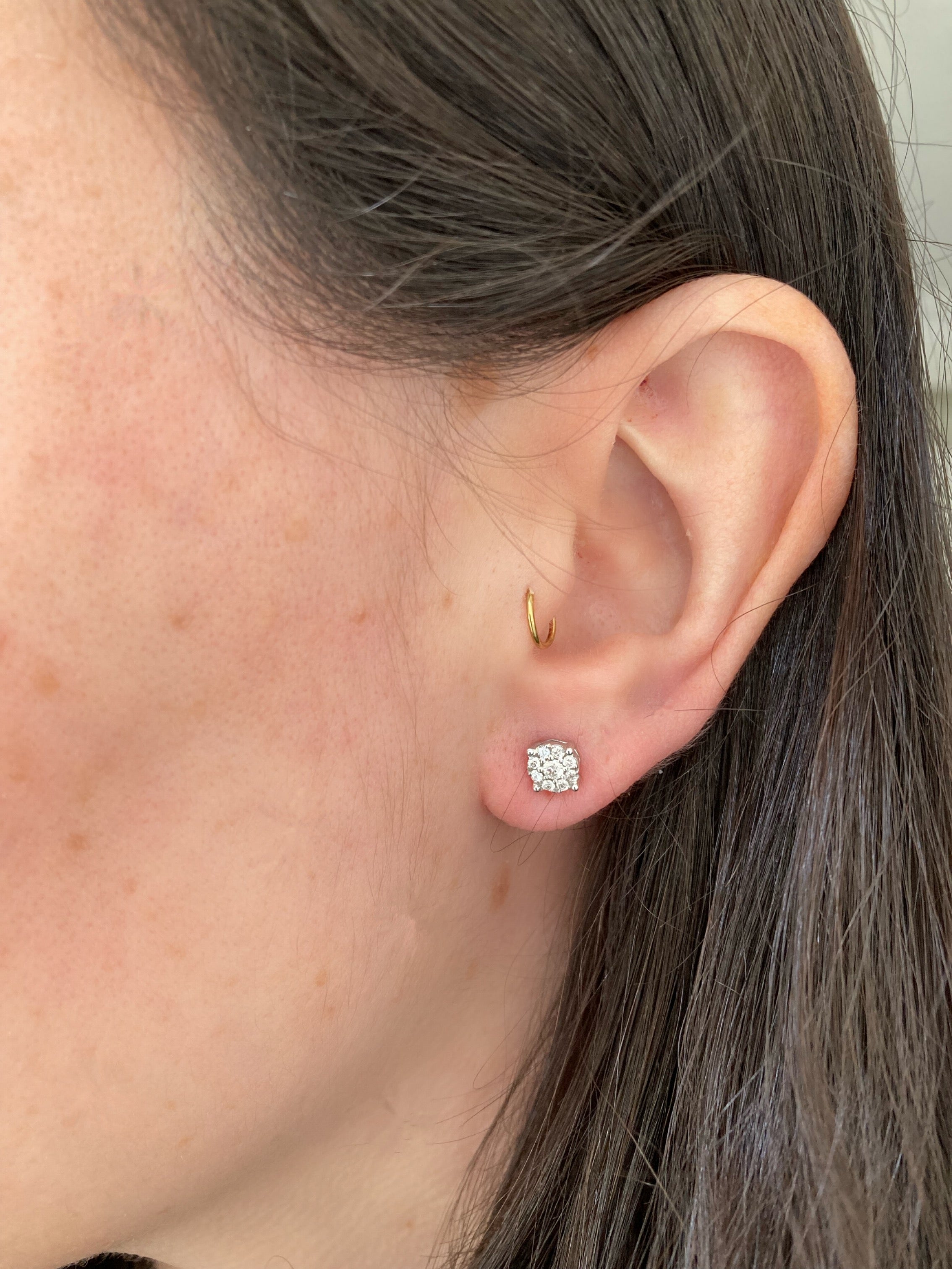 Round Diamond Cluster Studs