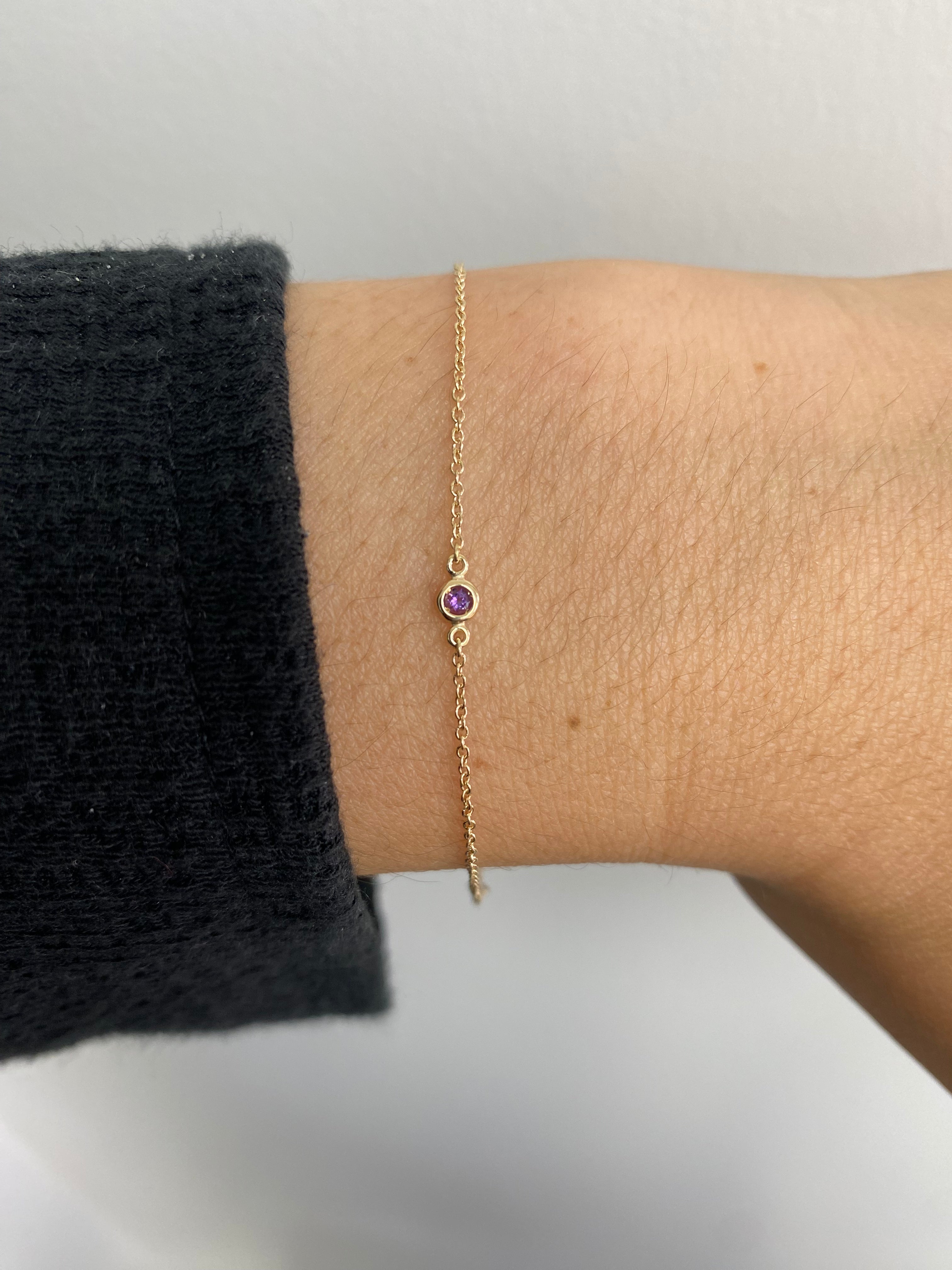 14K Gold Birthstone Bezel Bracelet