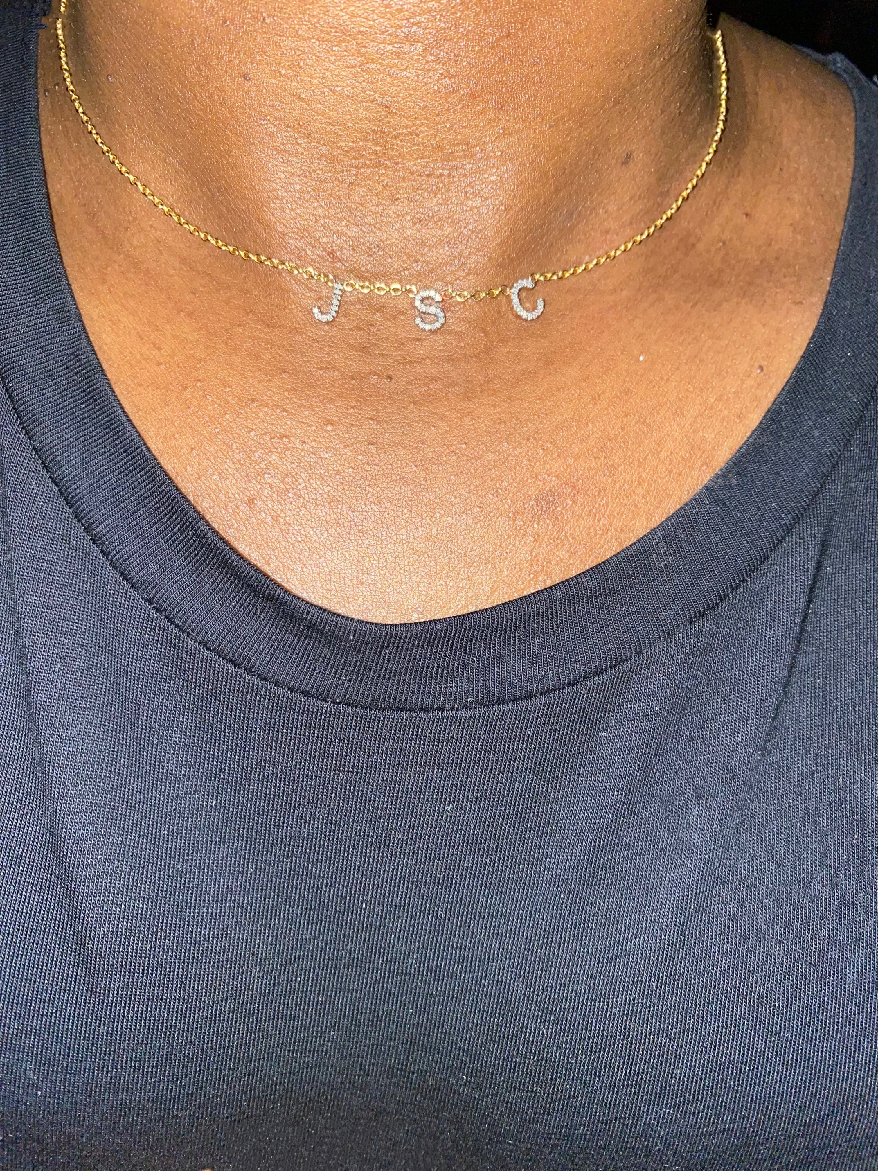 10K Gold Multiple Diamond Initial Necklace