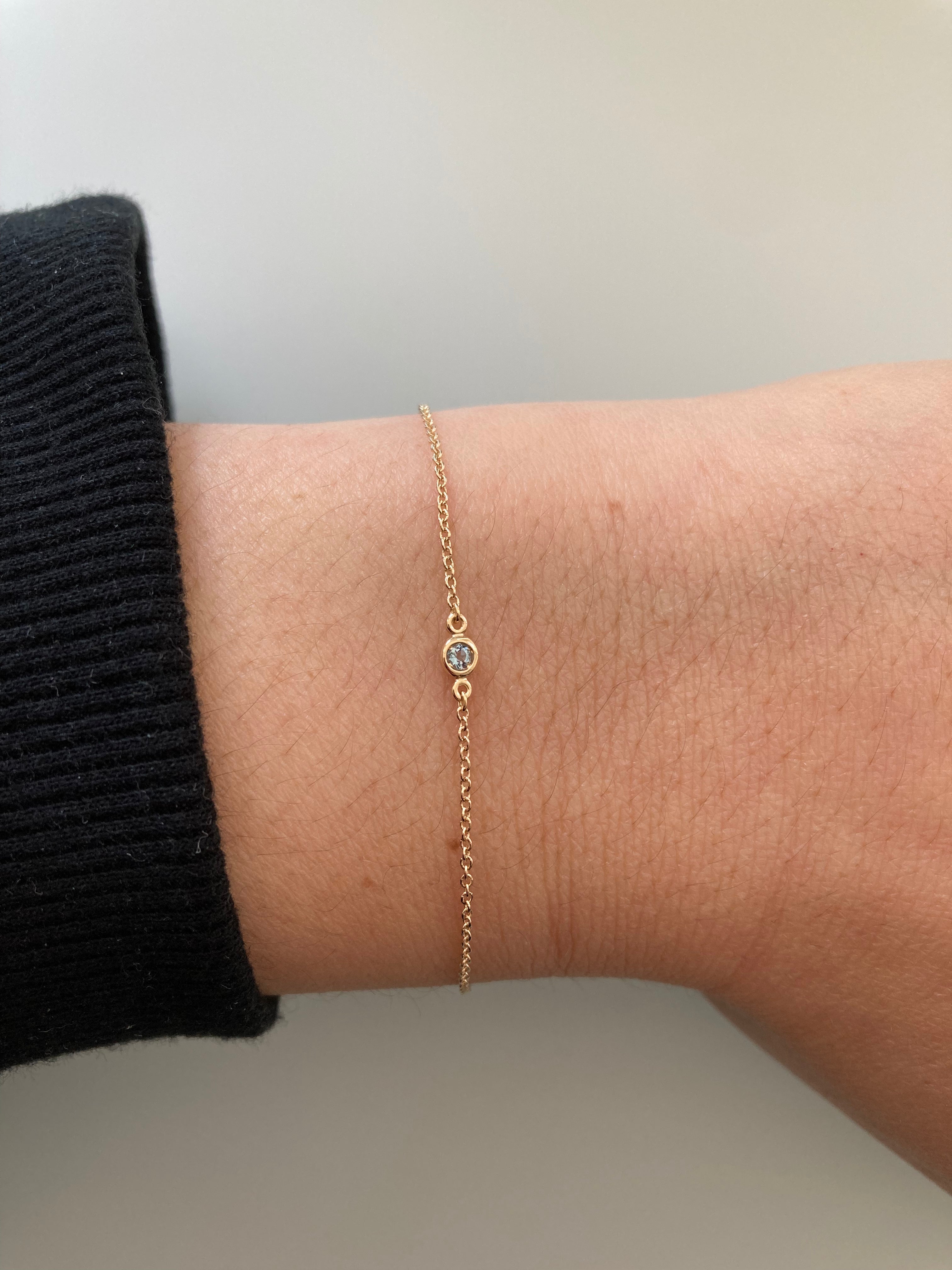 14K Gold Birthstone Bezel Bracelet