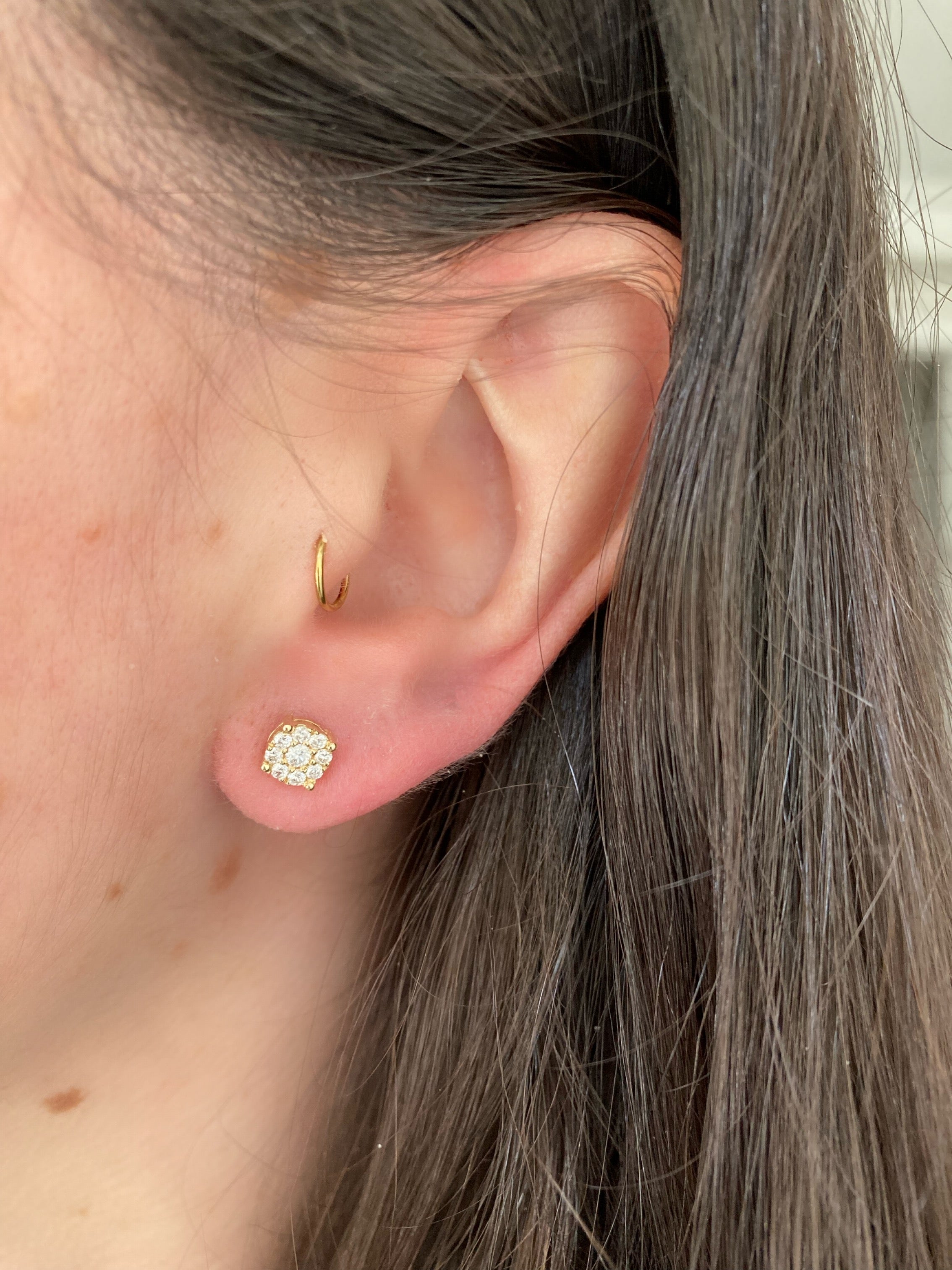 Round Diamond Cluster Studs