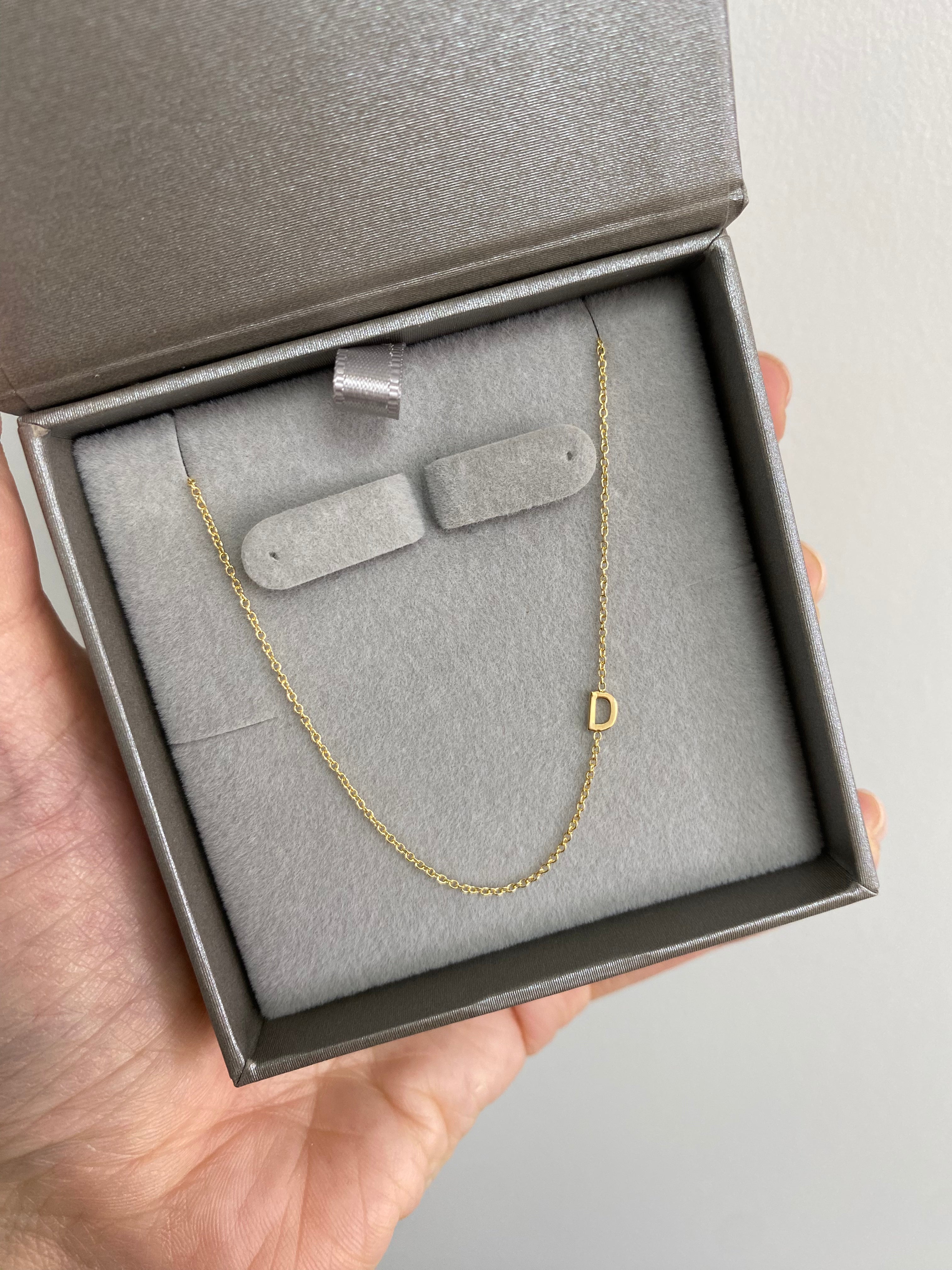 14K Gold Asymmetrical Initial Necklace