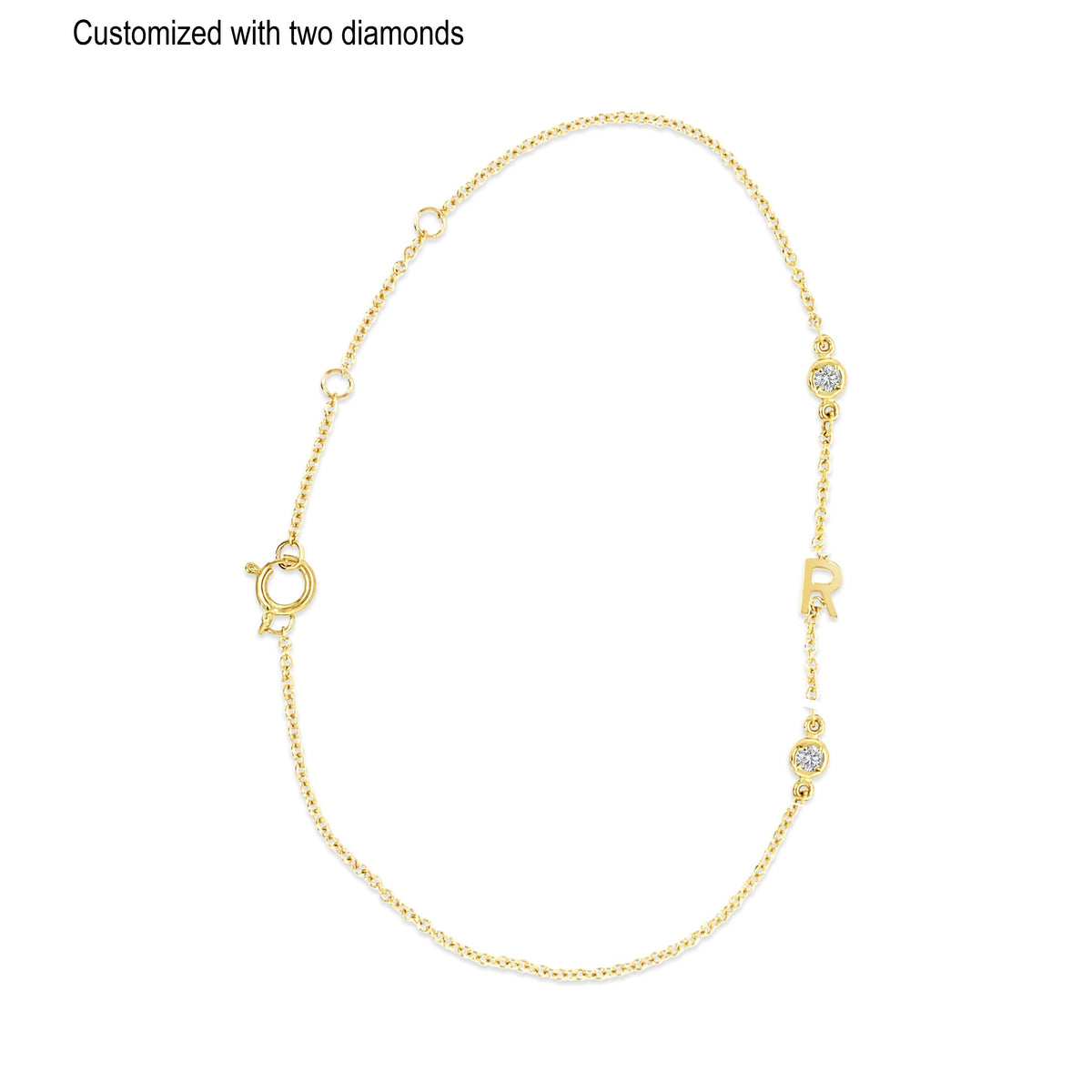 14K Gold Initial and Diamond Bracelet