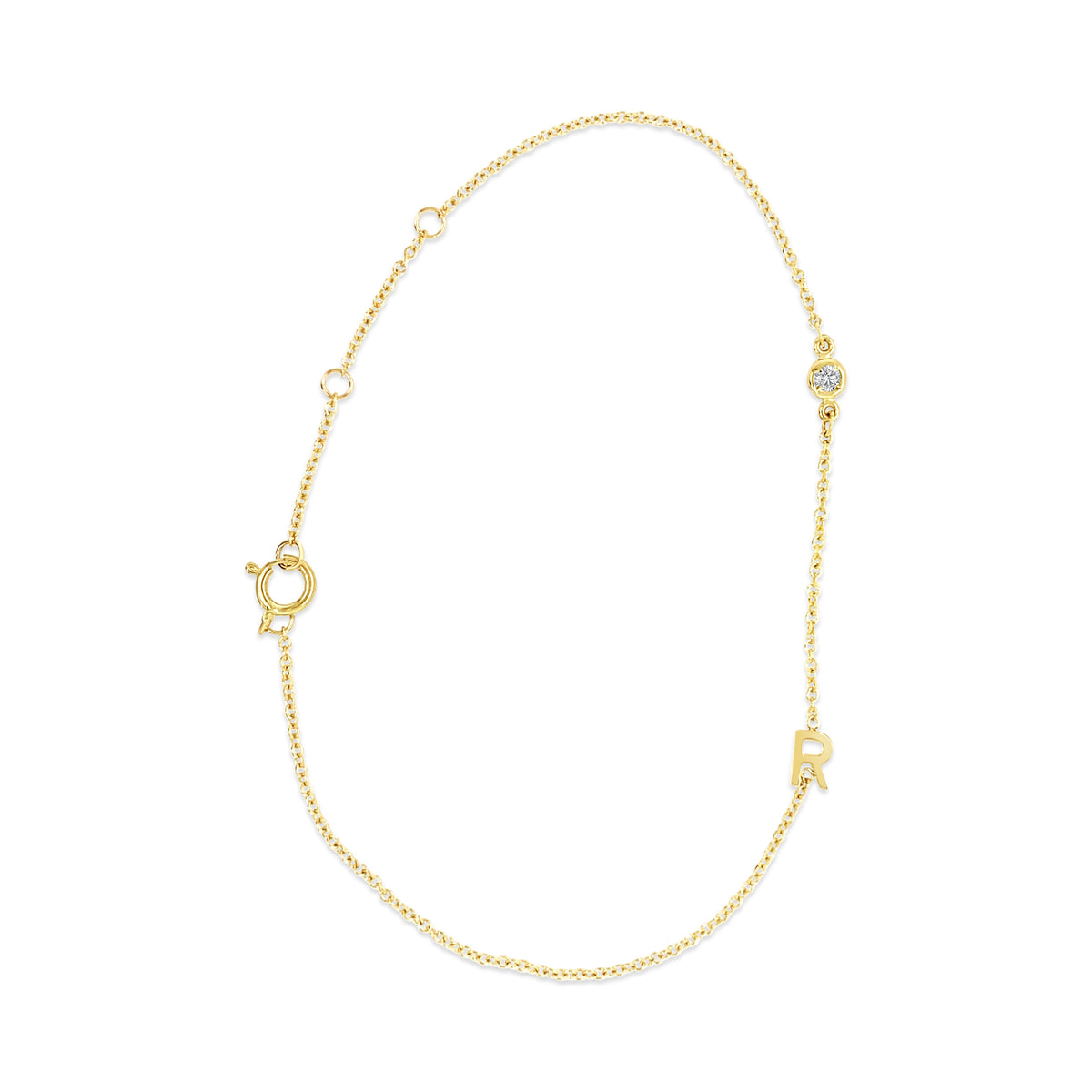 14K Gold Initial and Diamond Bracelet
