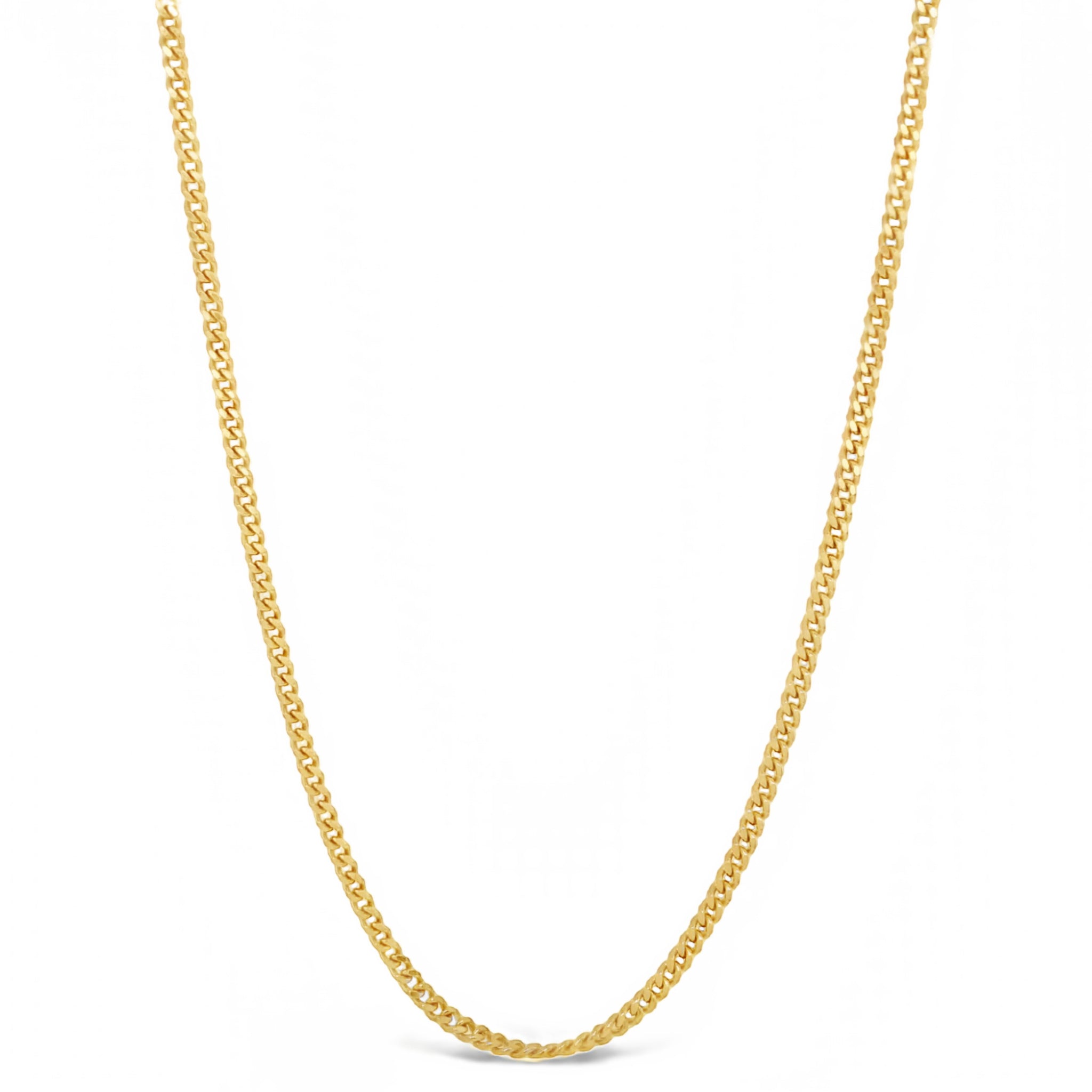 10K Yellow Gold Thin Solid Curb Chain for Men and Women Jessica