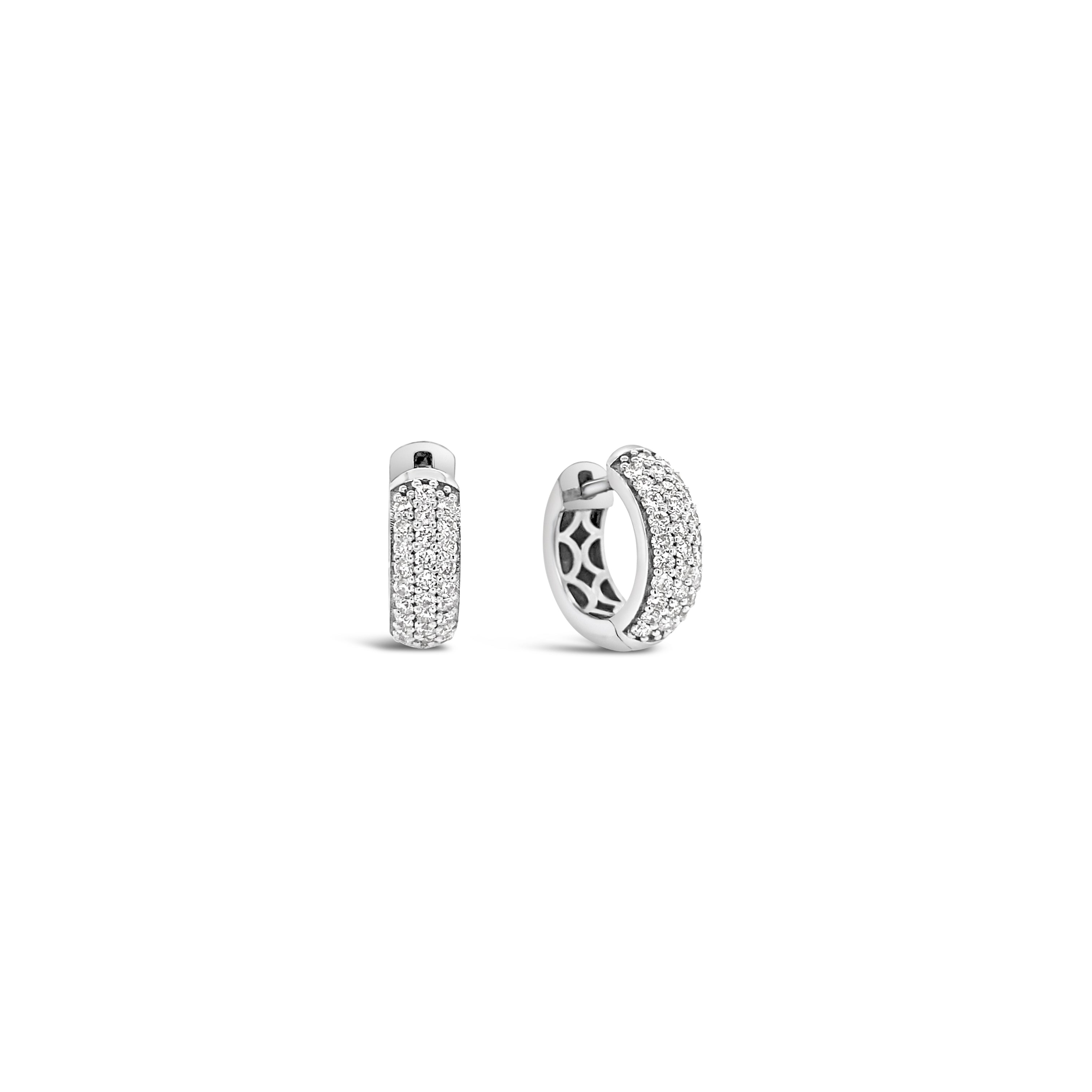 Domed Diamond Pave Huggies in 14 Karat White Gold - Jessica Jewellery