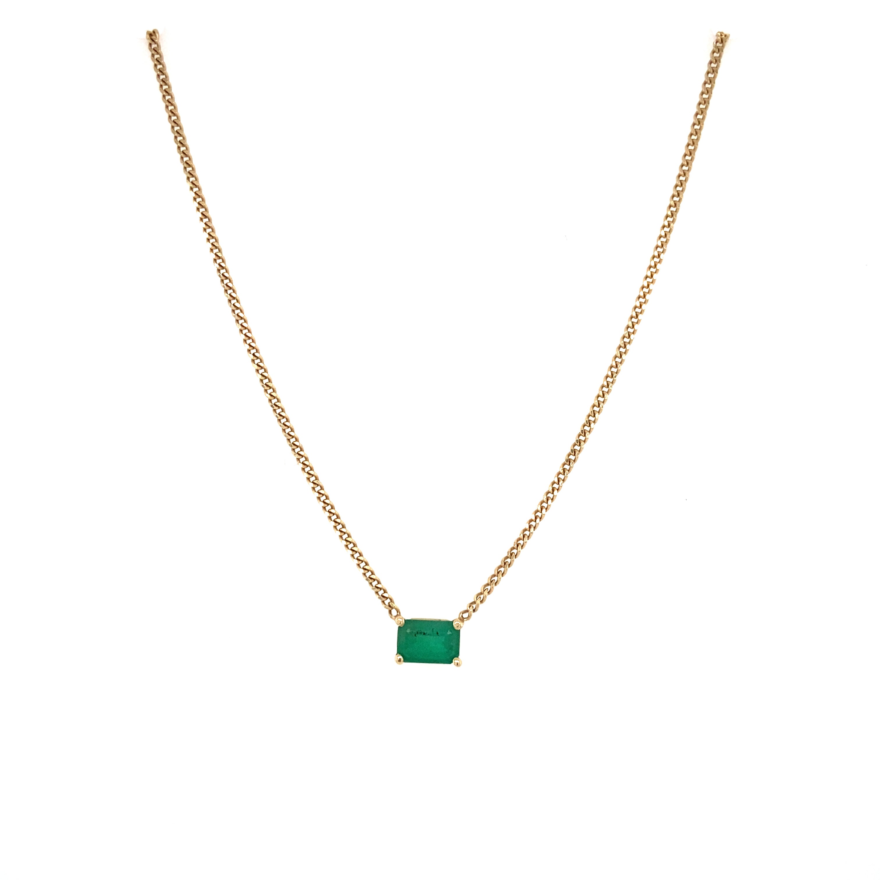 Emerald Cut Birthstone and Curb Chain Necklace - Jessica Jewellery