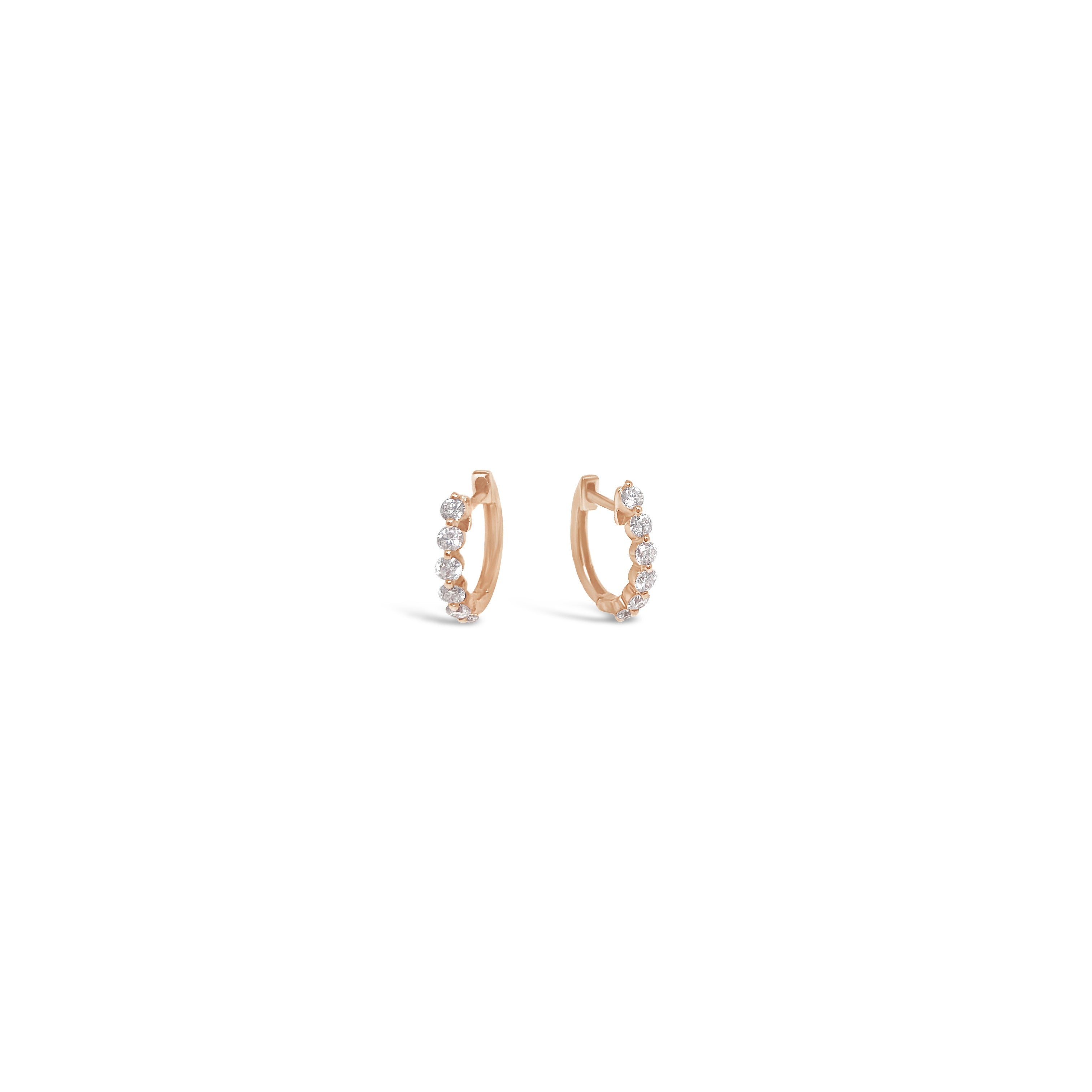 14K Gold Single Prong Diamond Huggies