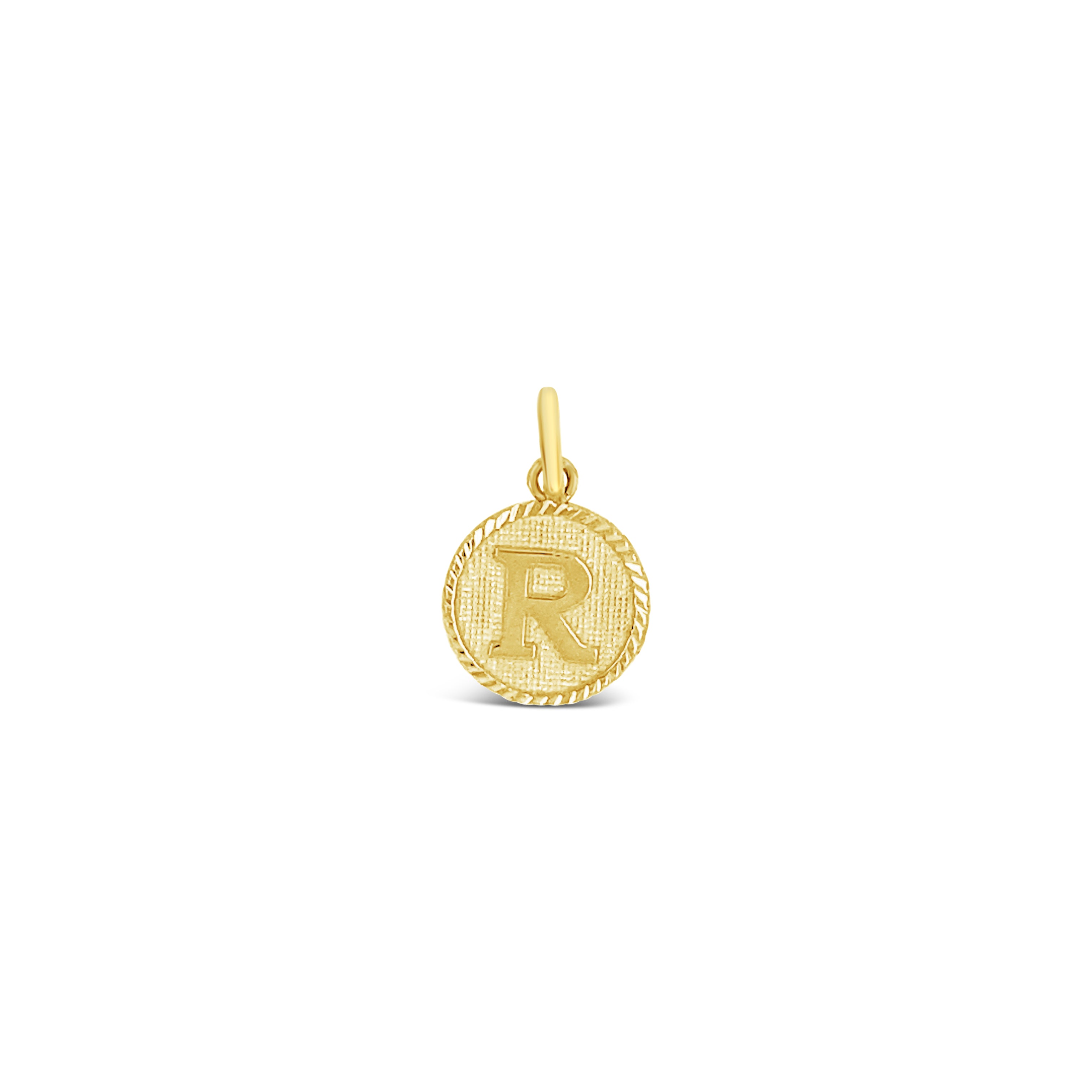 10K Gold Bordered Initial Disc Charm