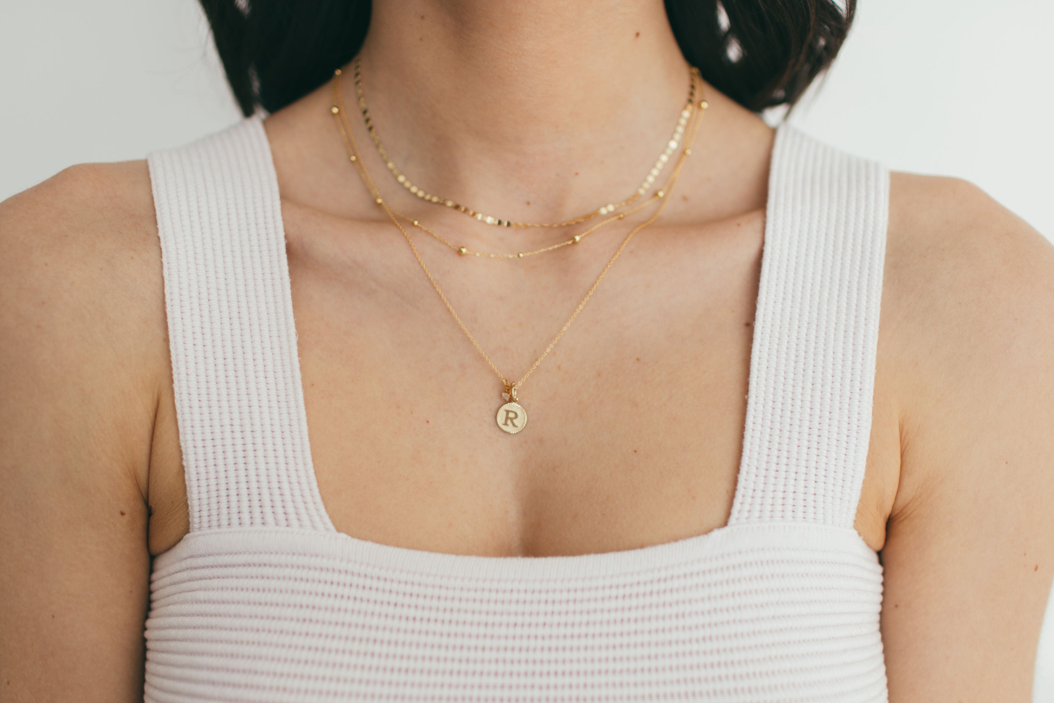 10K Gold Bordered Initial Disc Charm