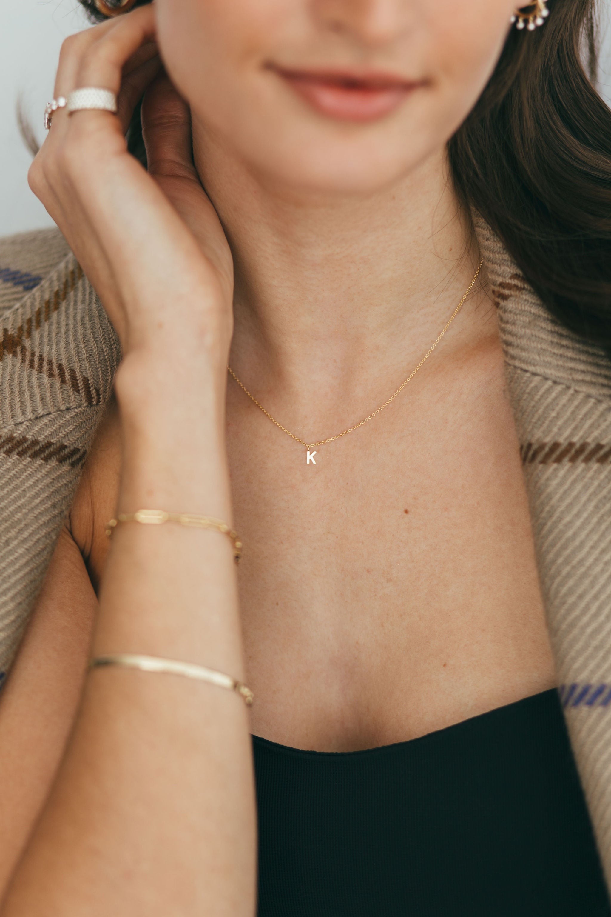 14K Gold Dangling Initial Necklace