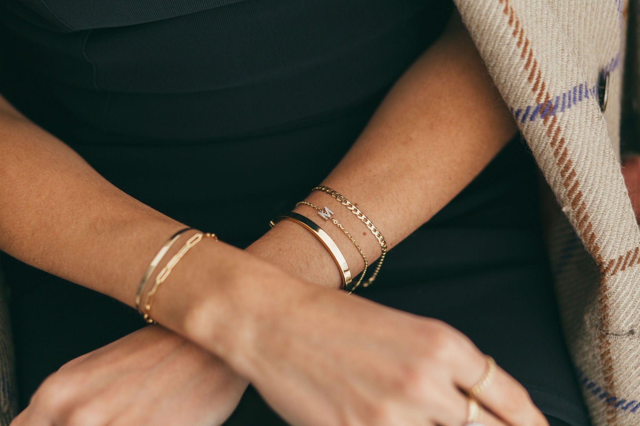 10K Gold Diamond Initial Bracelet