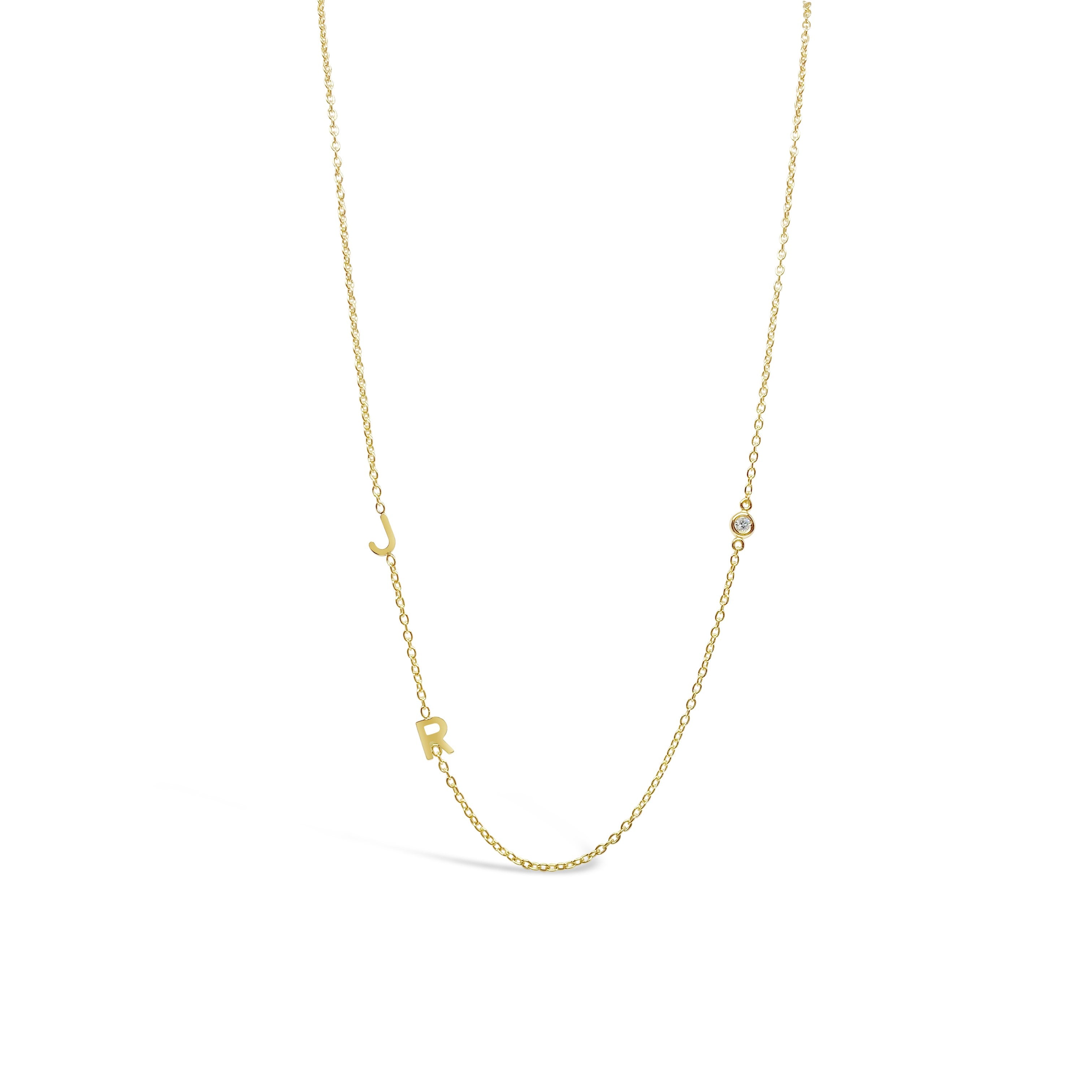 14K Gold Initial and Diamond Necklace