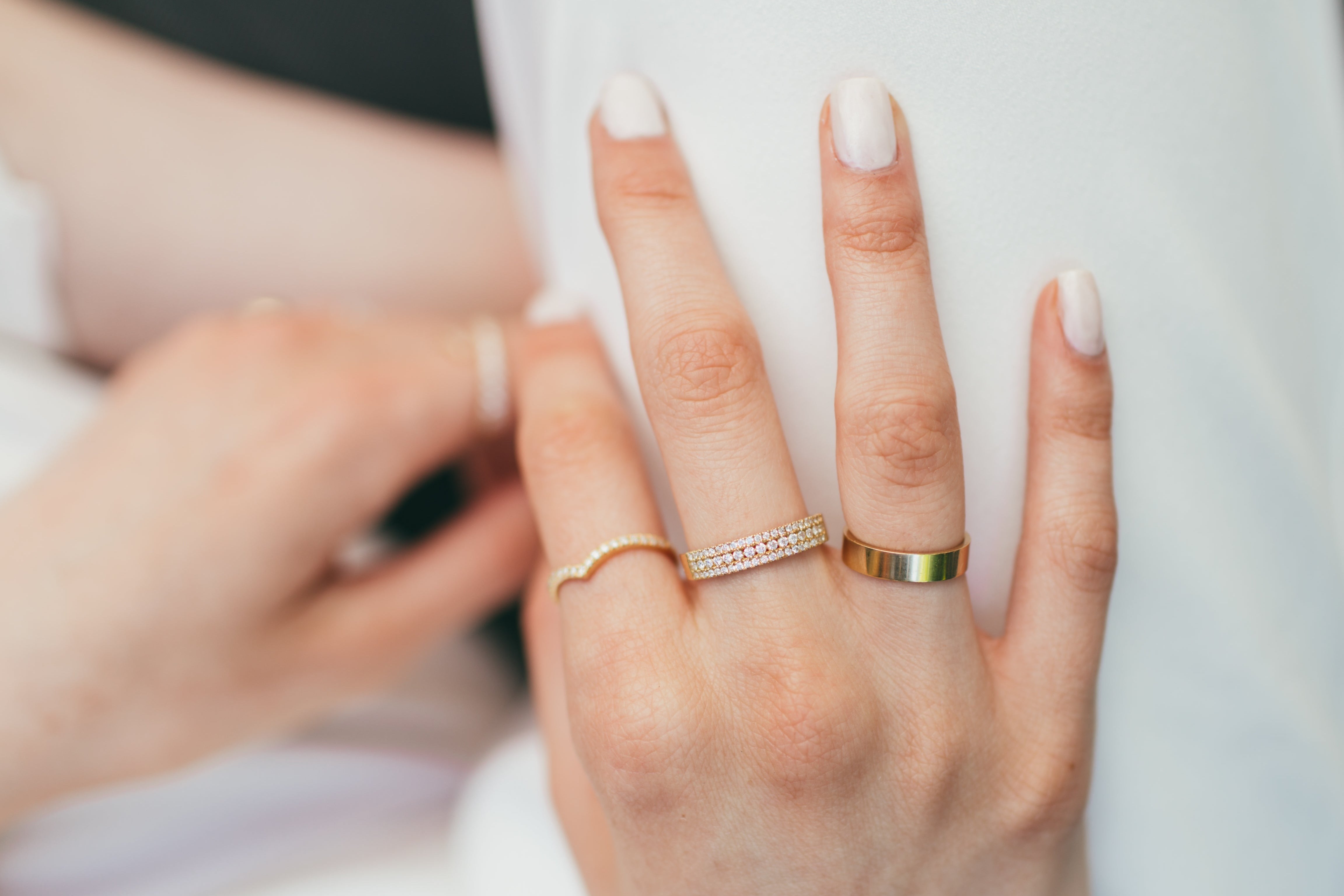 14K Triple Row Pavé Diamond Ring
