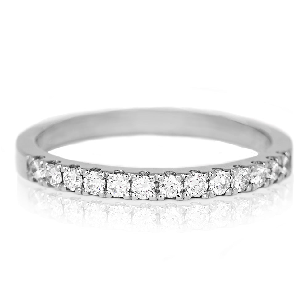 Jessica Jewellery white gold pavé-set half diamond ring.