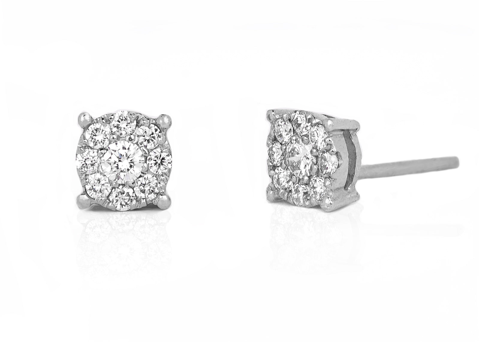 Round Diamond Cluster Studs