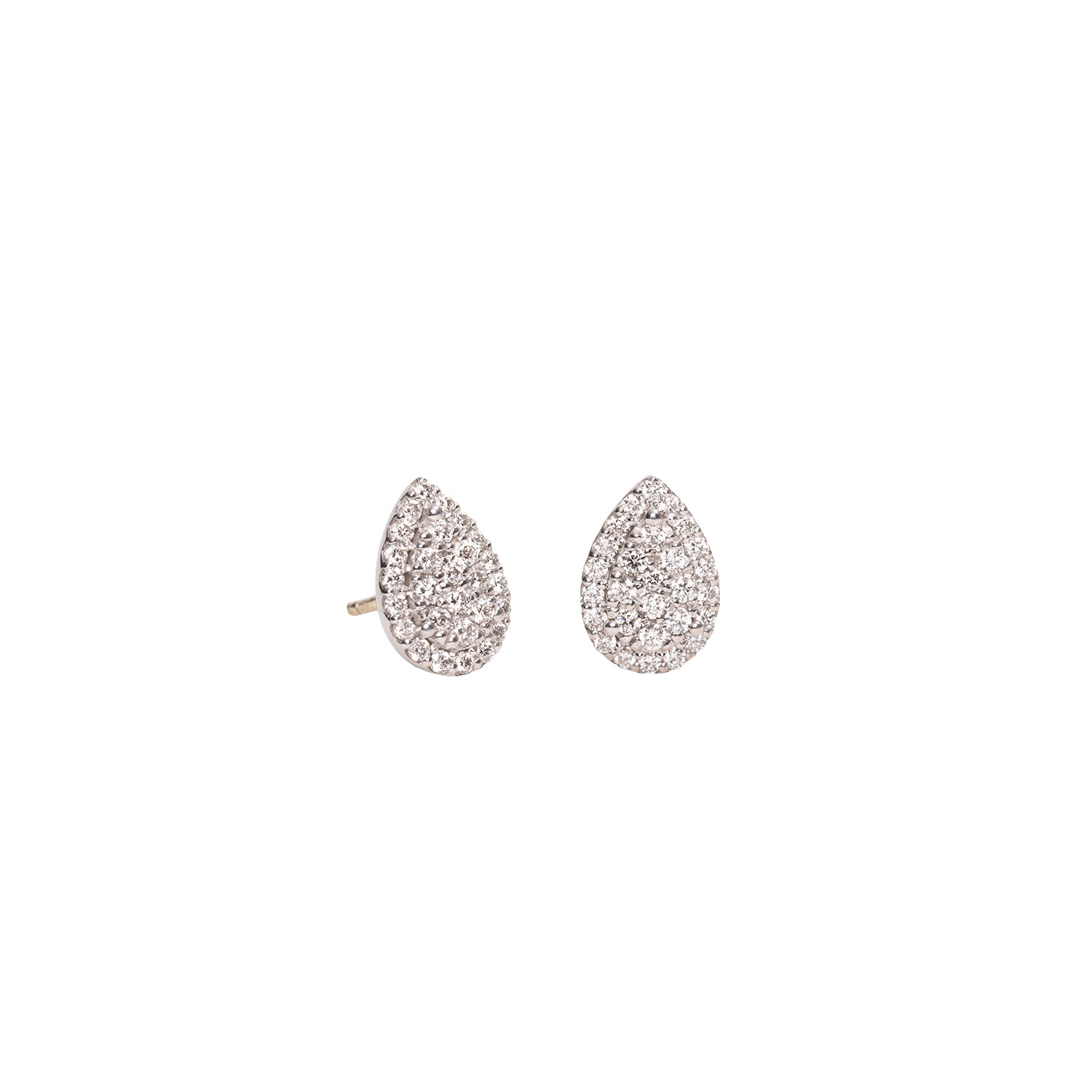 pear diamond illusion studs on a white background