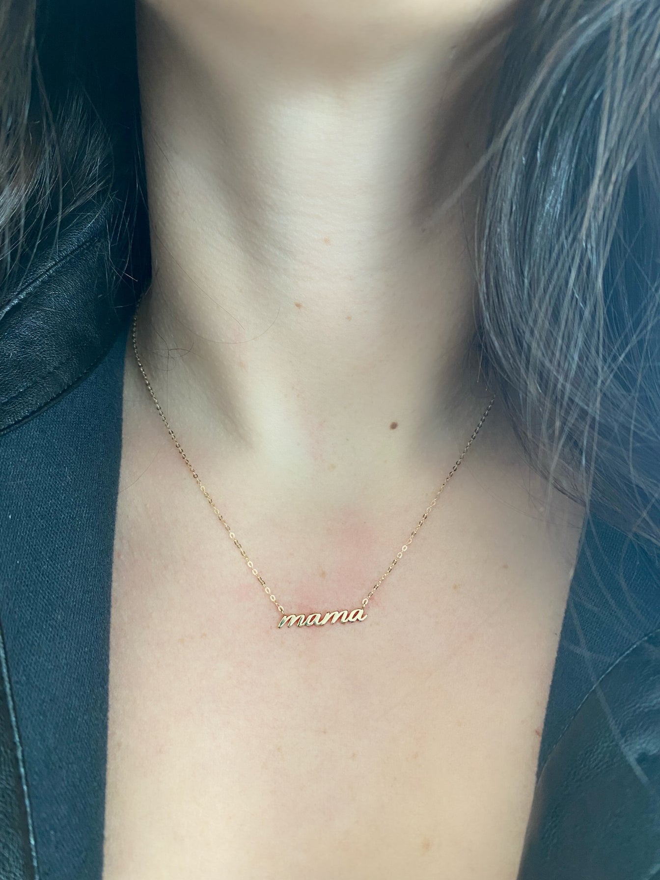 10K Gold Cursive Mama Necklace