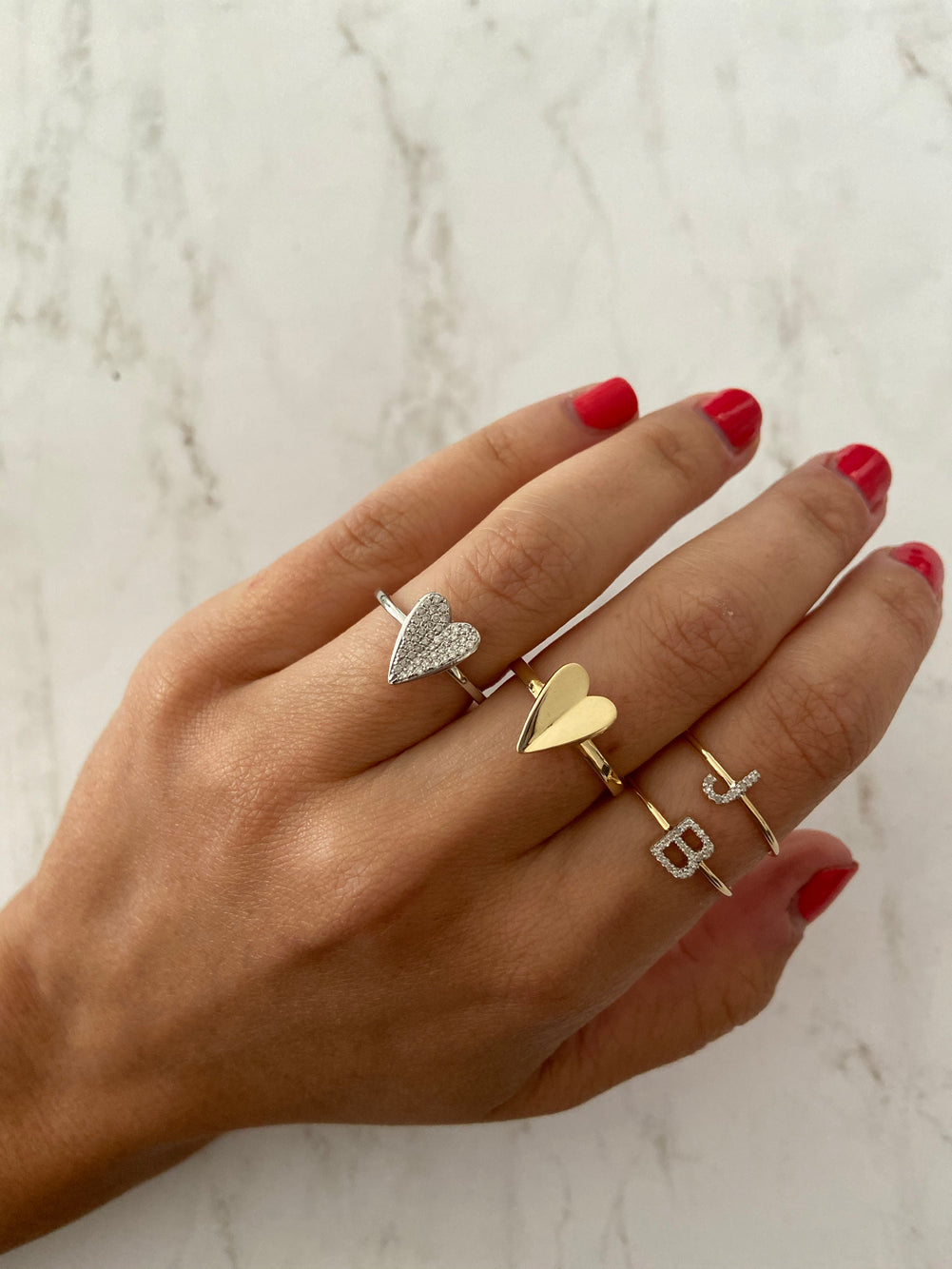 Elongated Diamond Heart Ring