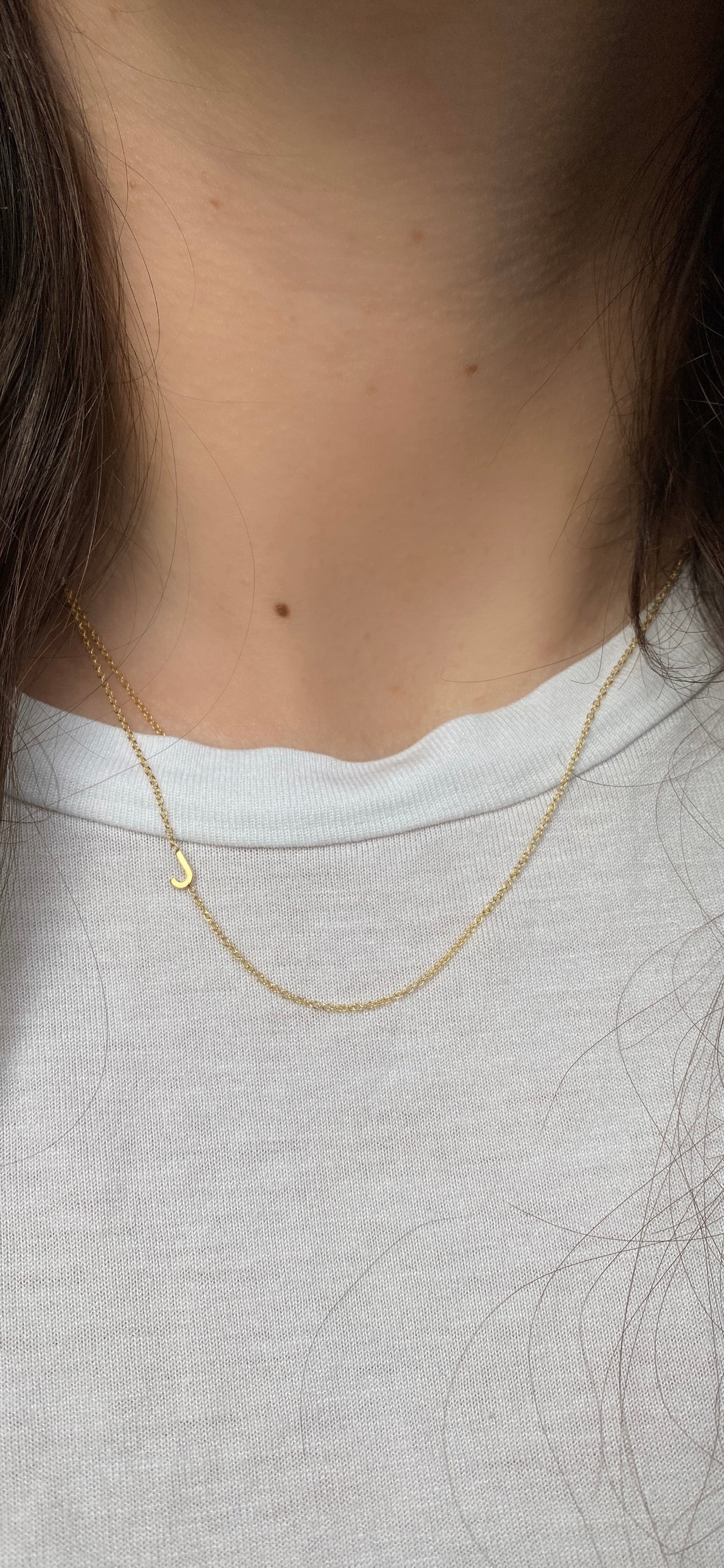 14K Gold Asymmetrical Initial Necklace