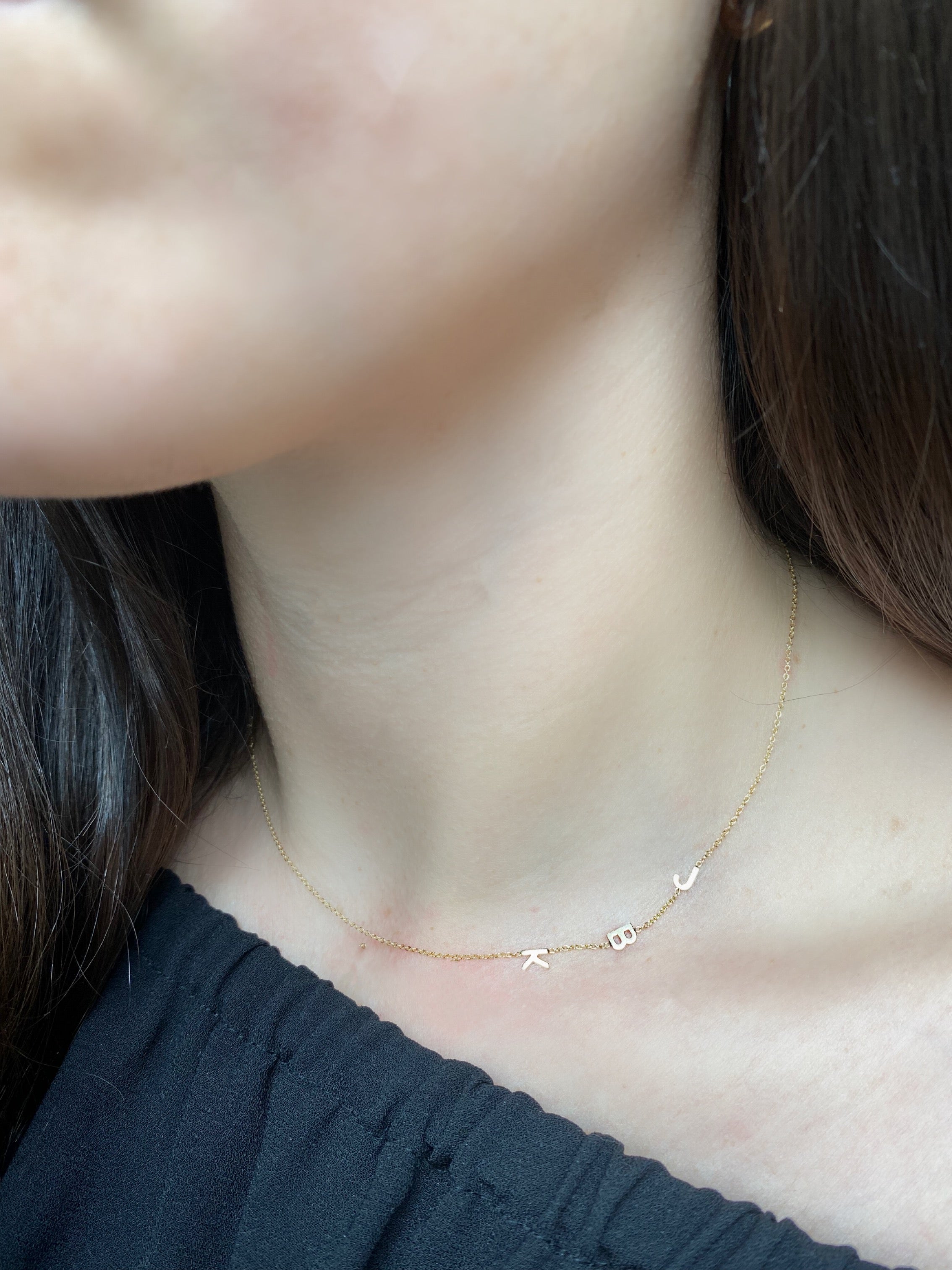 14K Gold Asymmetrical Initial Necklace
