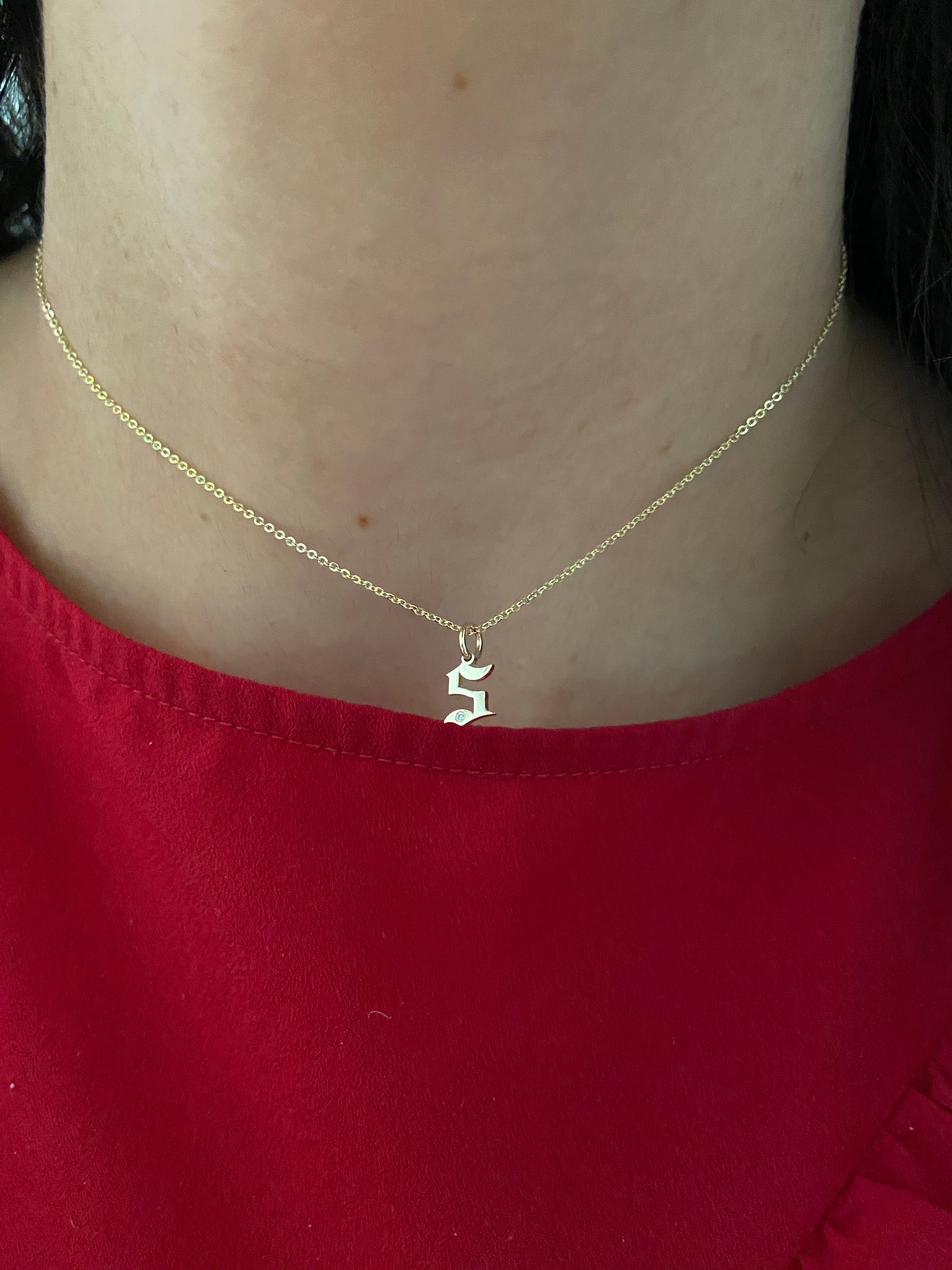 Gold Gothic Initial Pendant