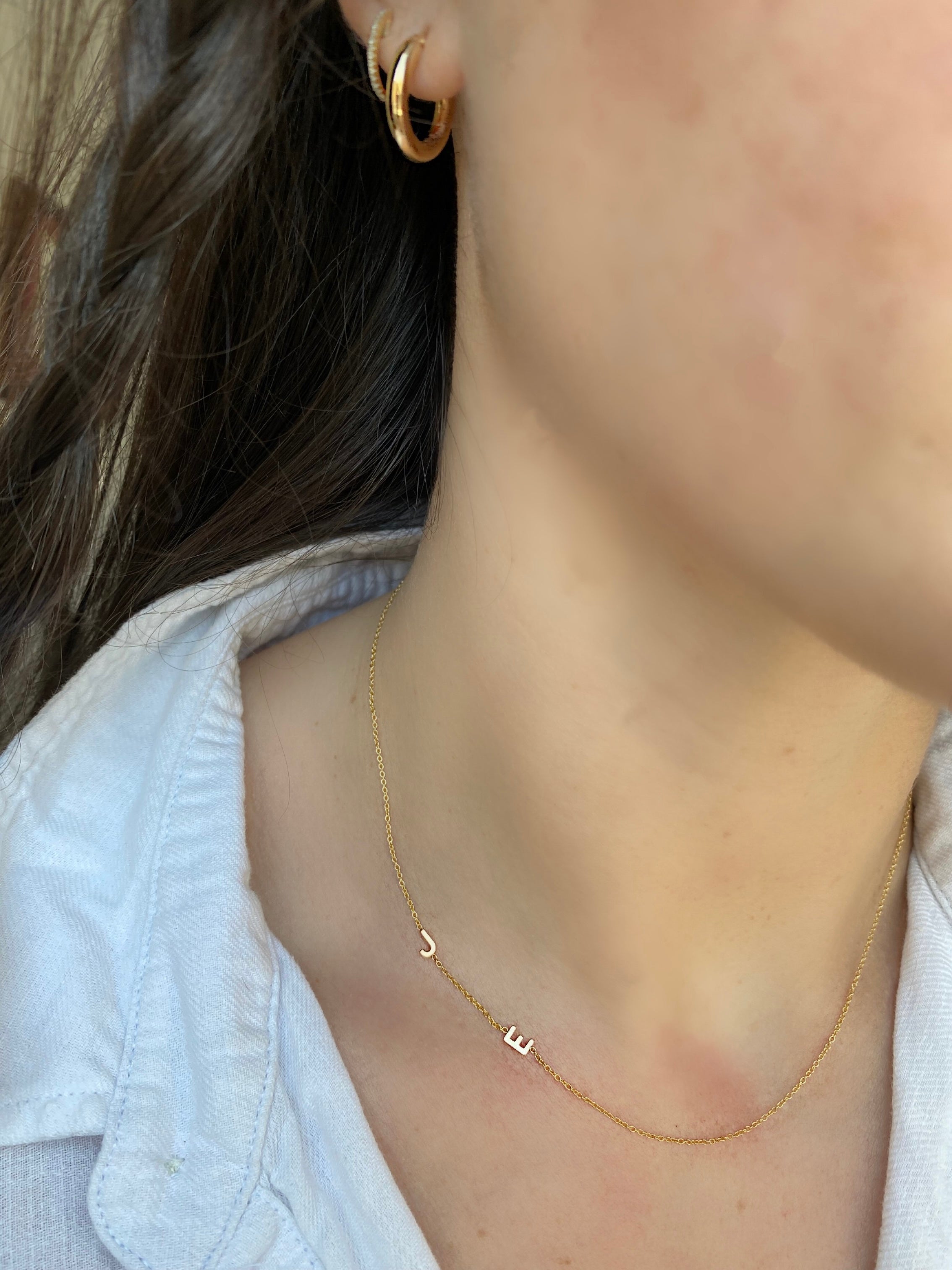 14K Gold Asymmetrical Initial Necklace