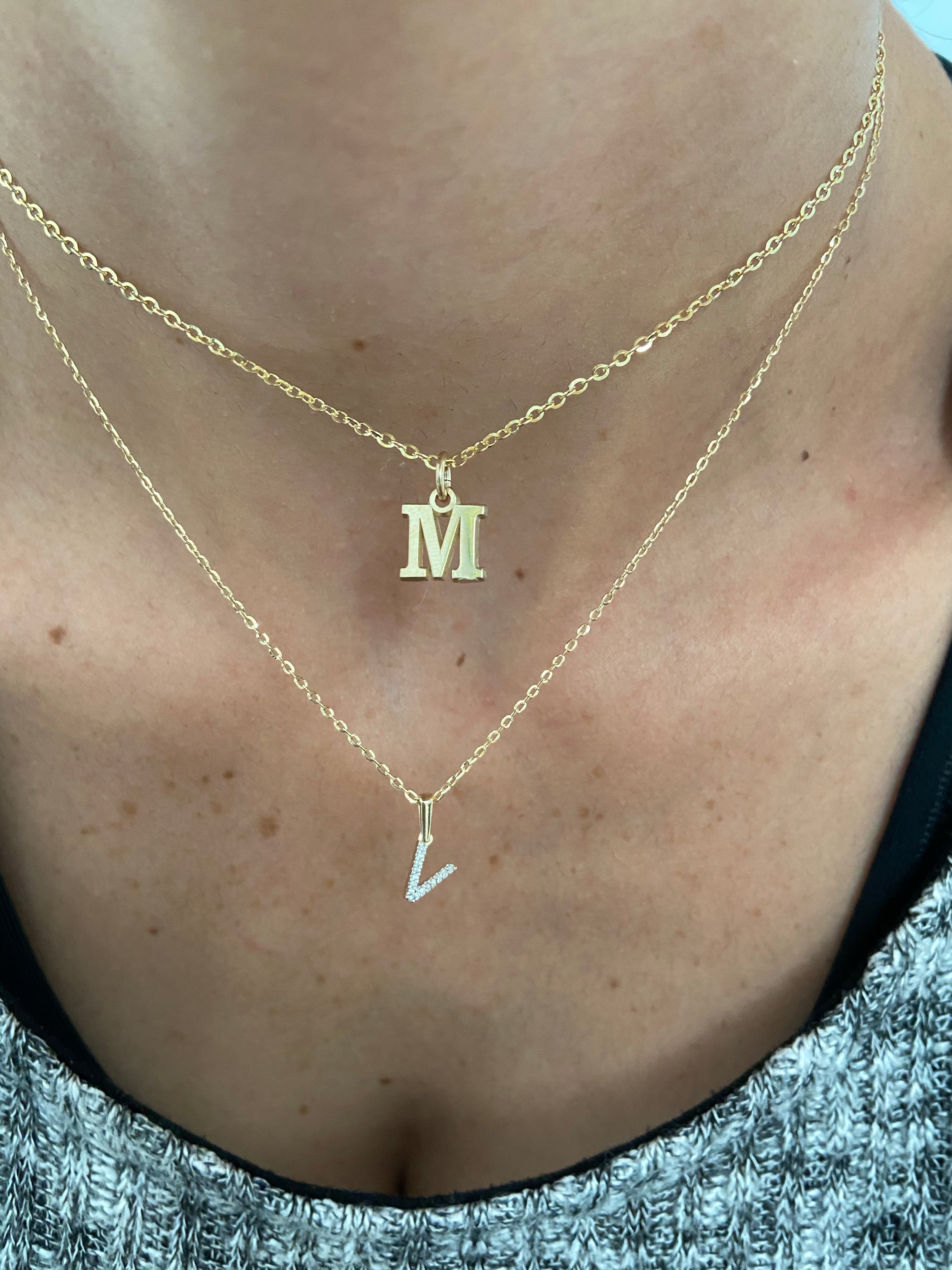 10K Gold Large Initial Pendant Charm