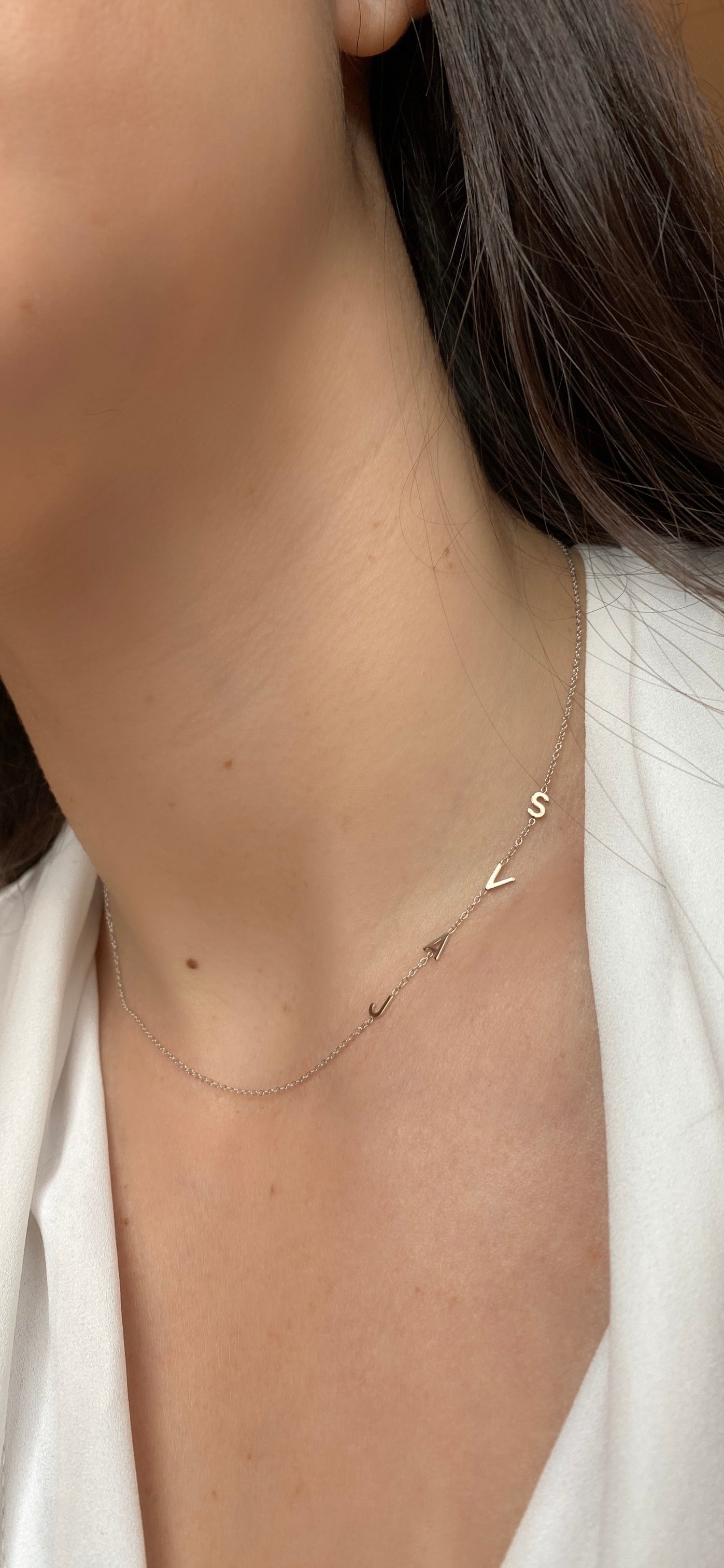 14K Gold Asymmetrical Initial Necklace