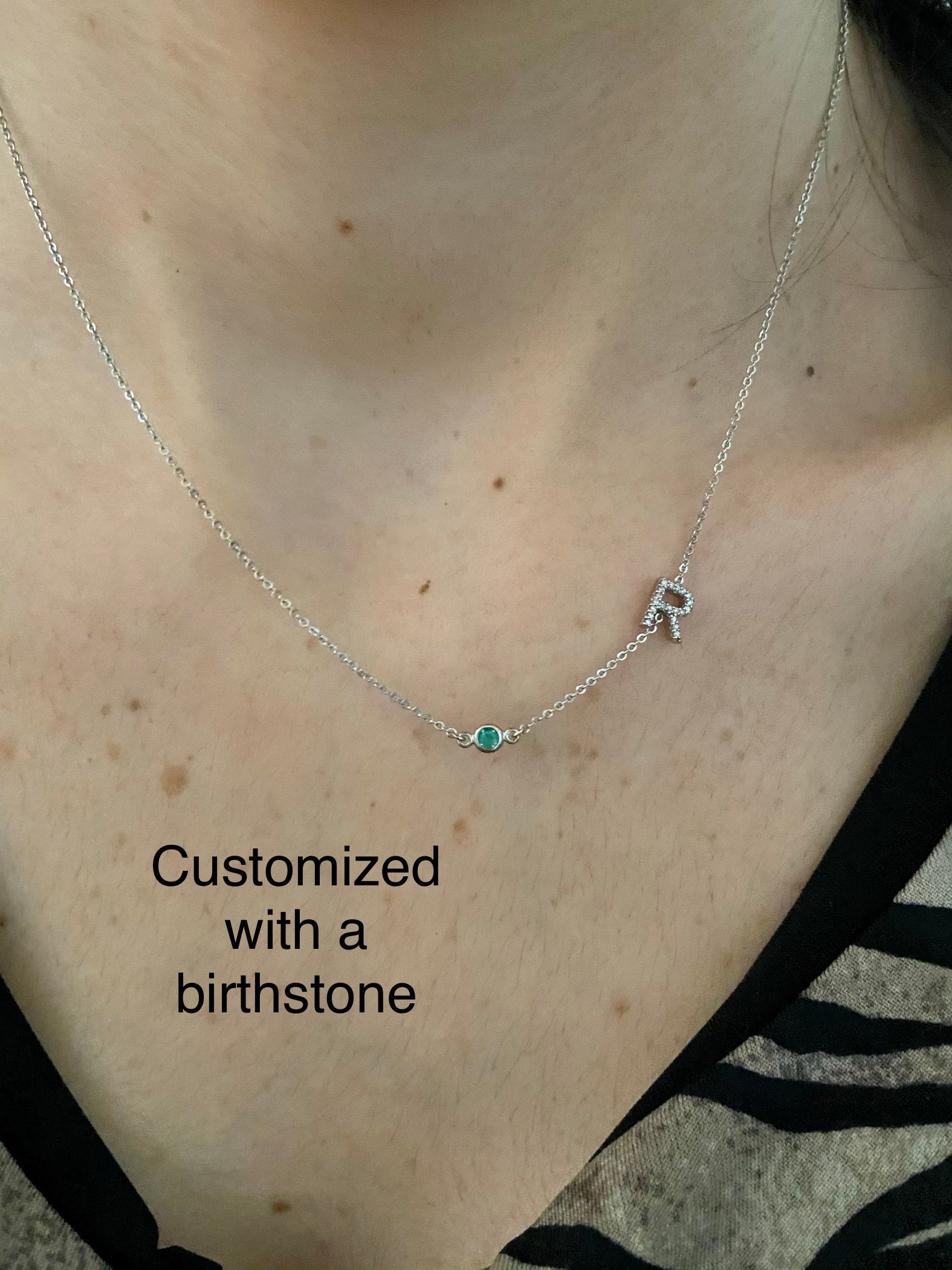 Diamond Initial and Diamond Bezel Necklace