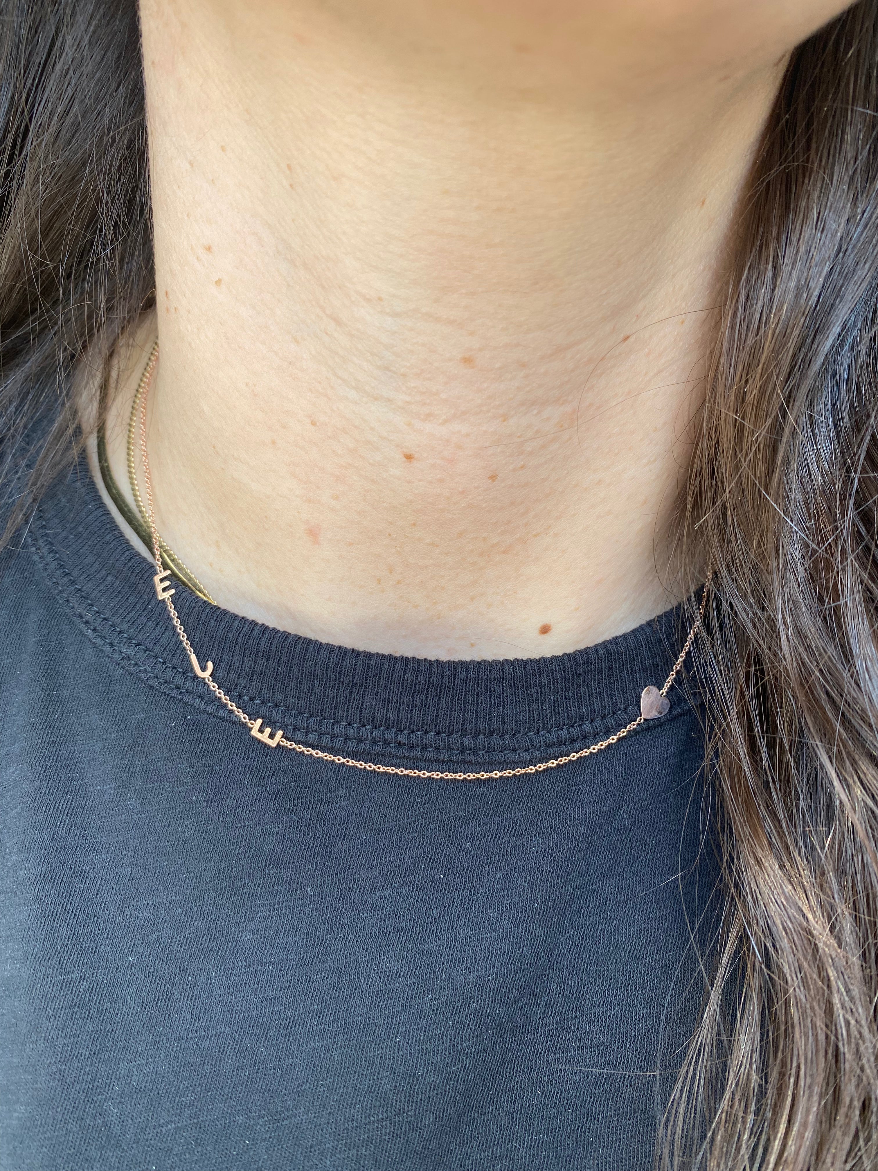 14K Gold Initial and Heart Necklace