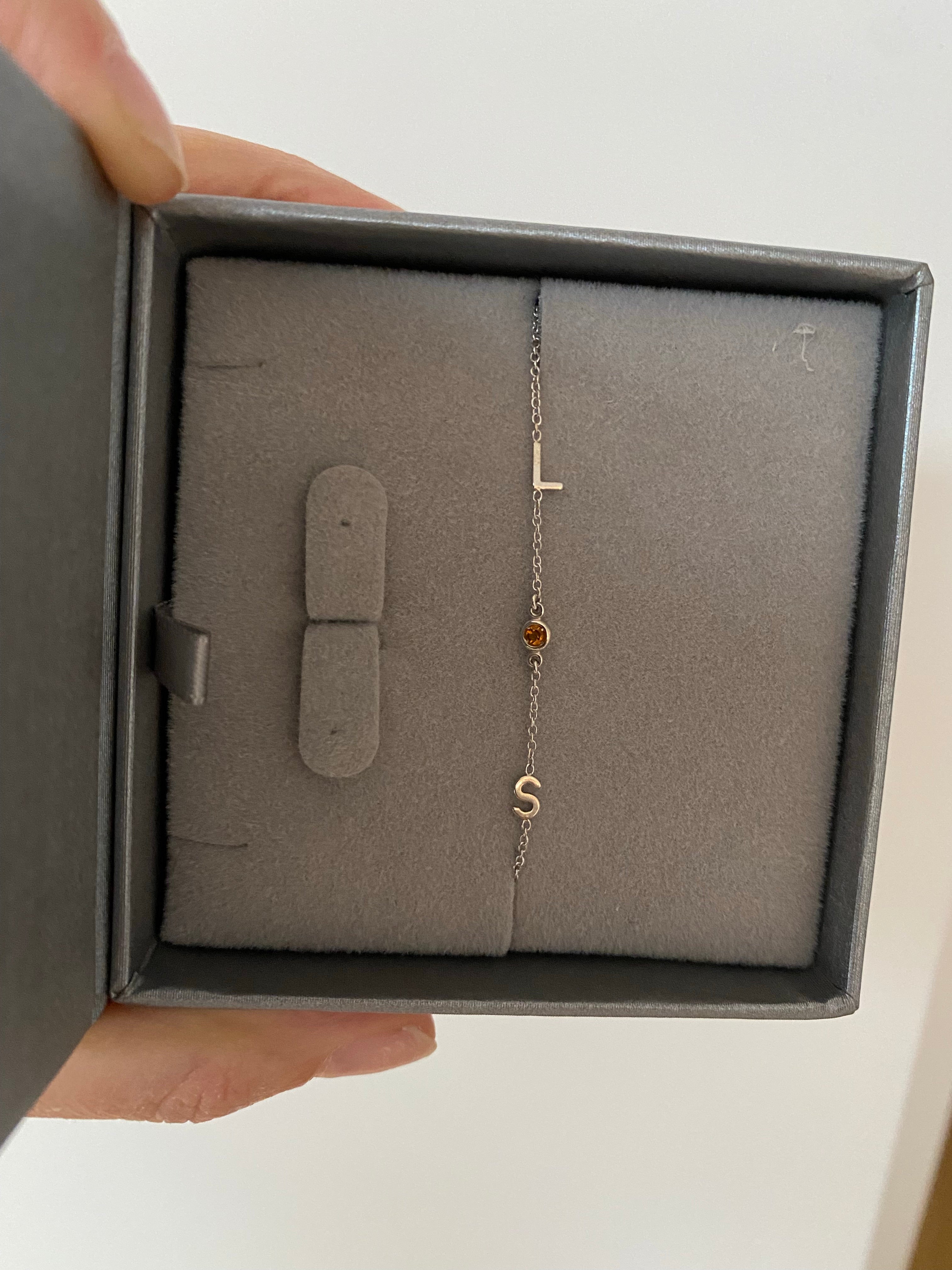 14K Gold Initial and Birthstone Bracelet