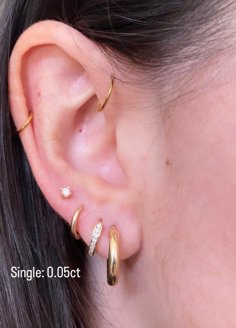 14K Gold Mini Diamond Studs with Screw Backing