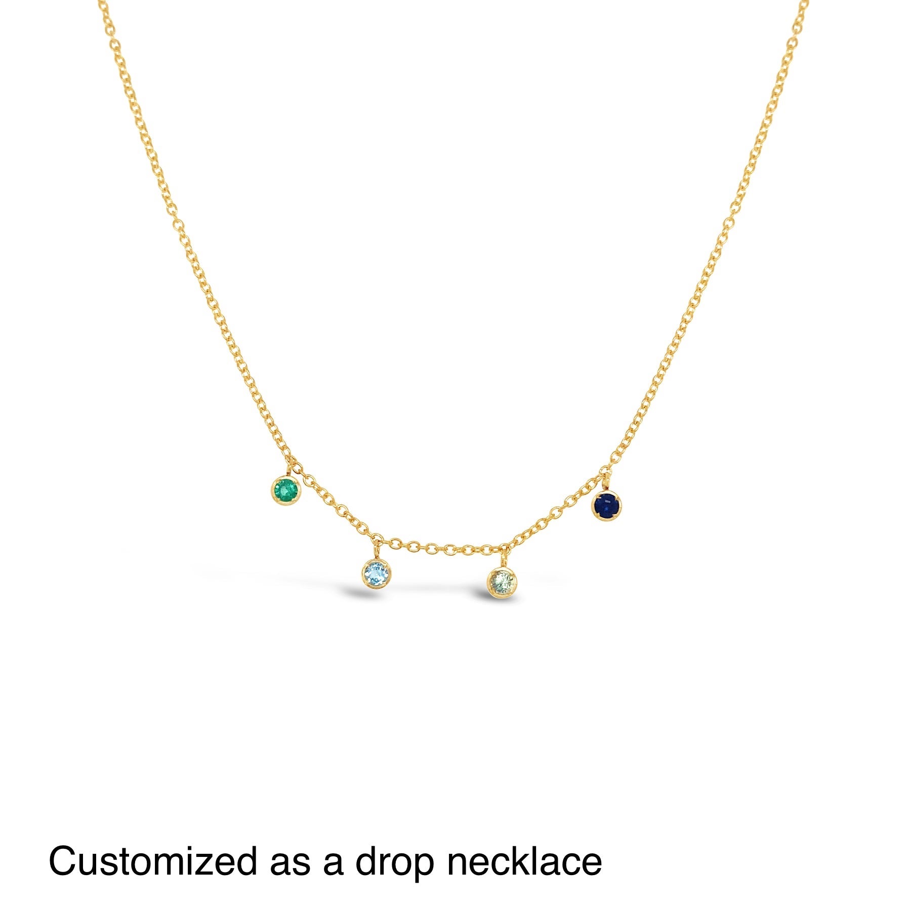 14K Gold Mini Birthstone Bezel Necklace