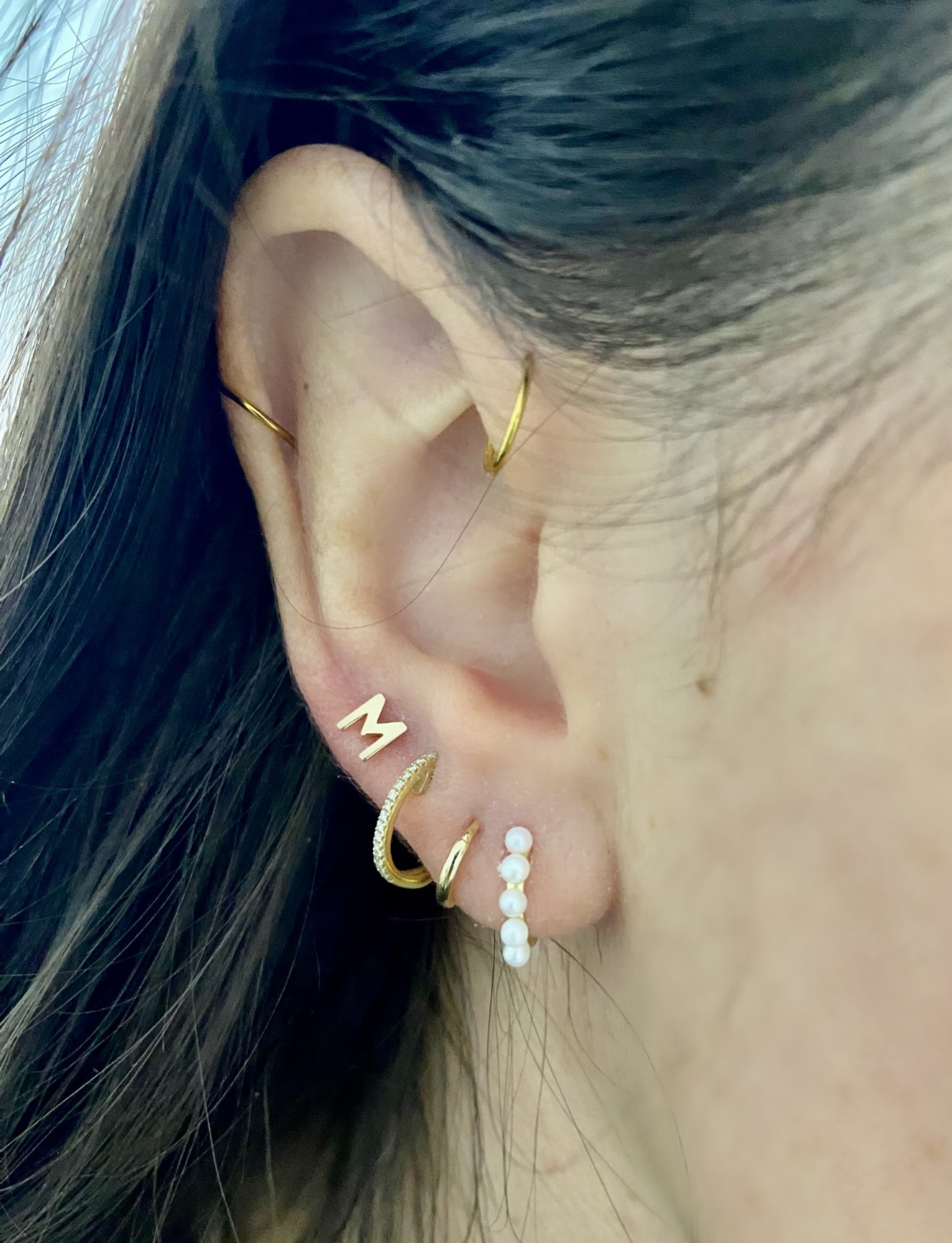 14K Gold Initial Stud Earrings