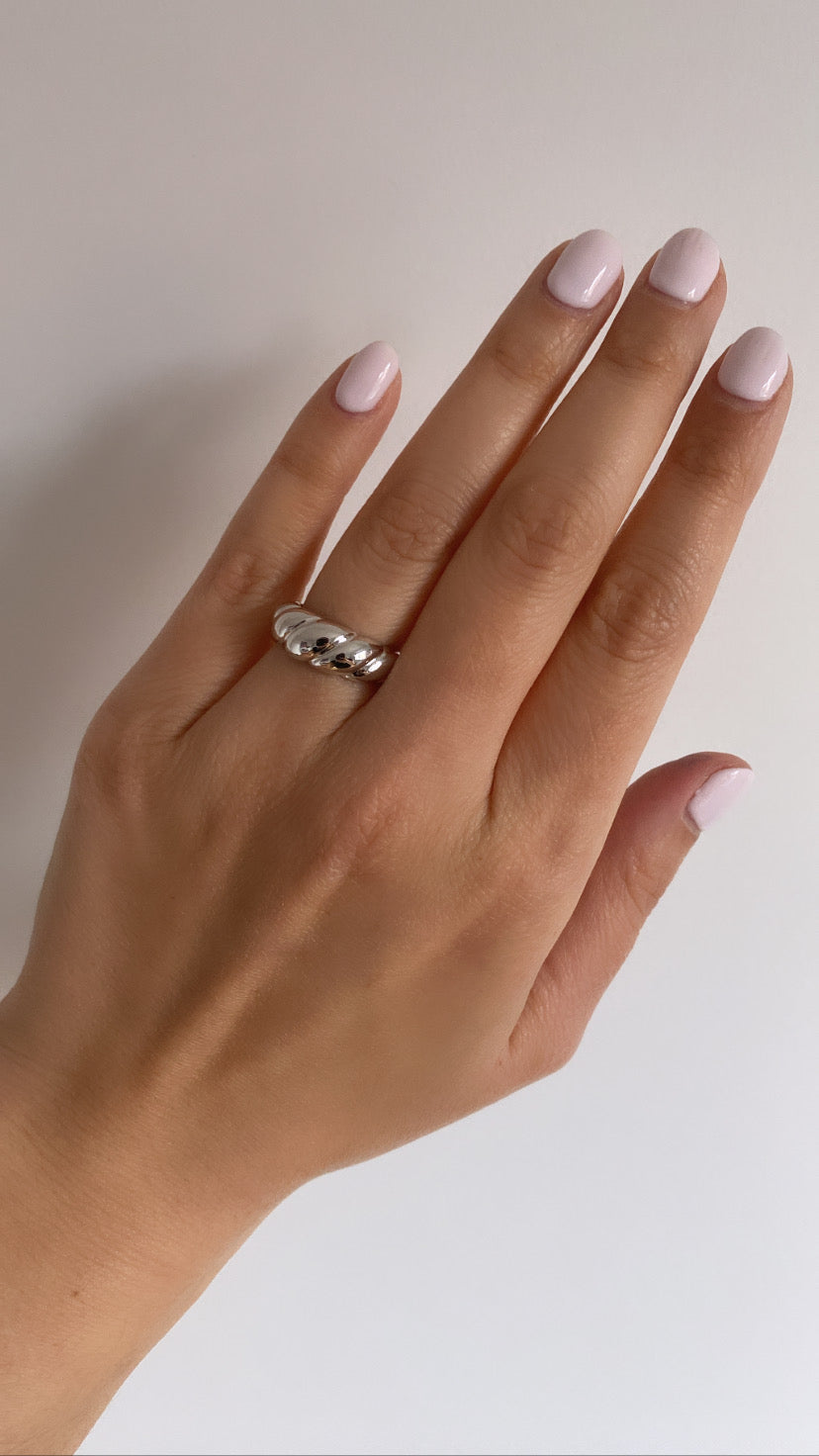 10K Gold Dome Croissant Ring