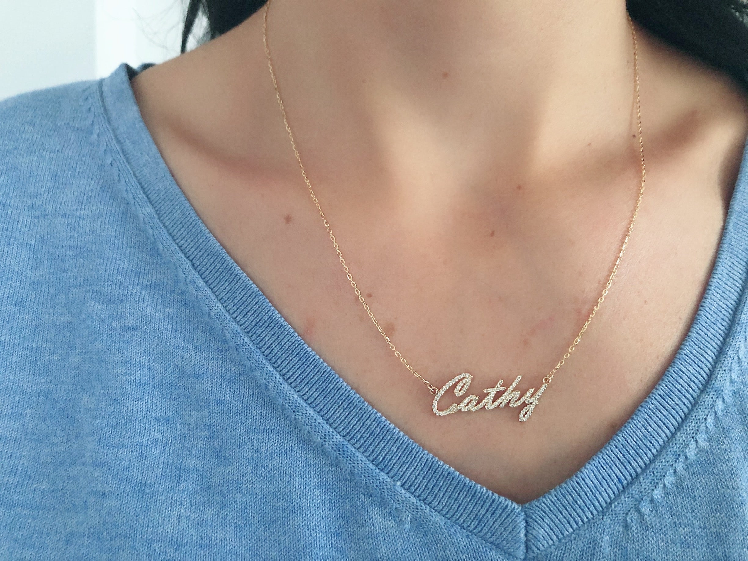 14K Gold Diamond Name Necklace