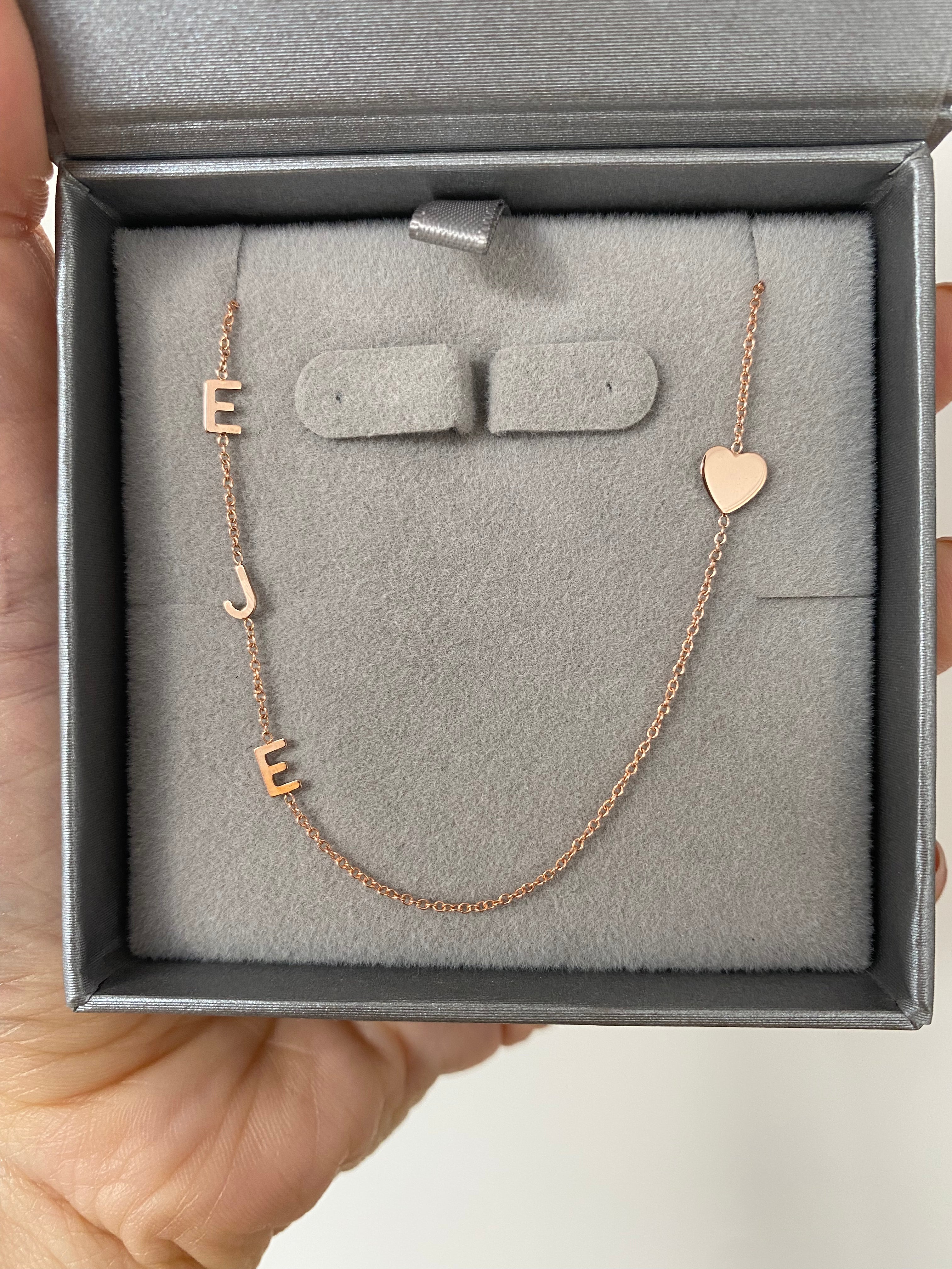14K Gold Initial and Heart Necklace
