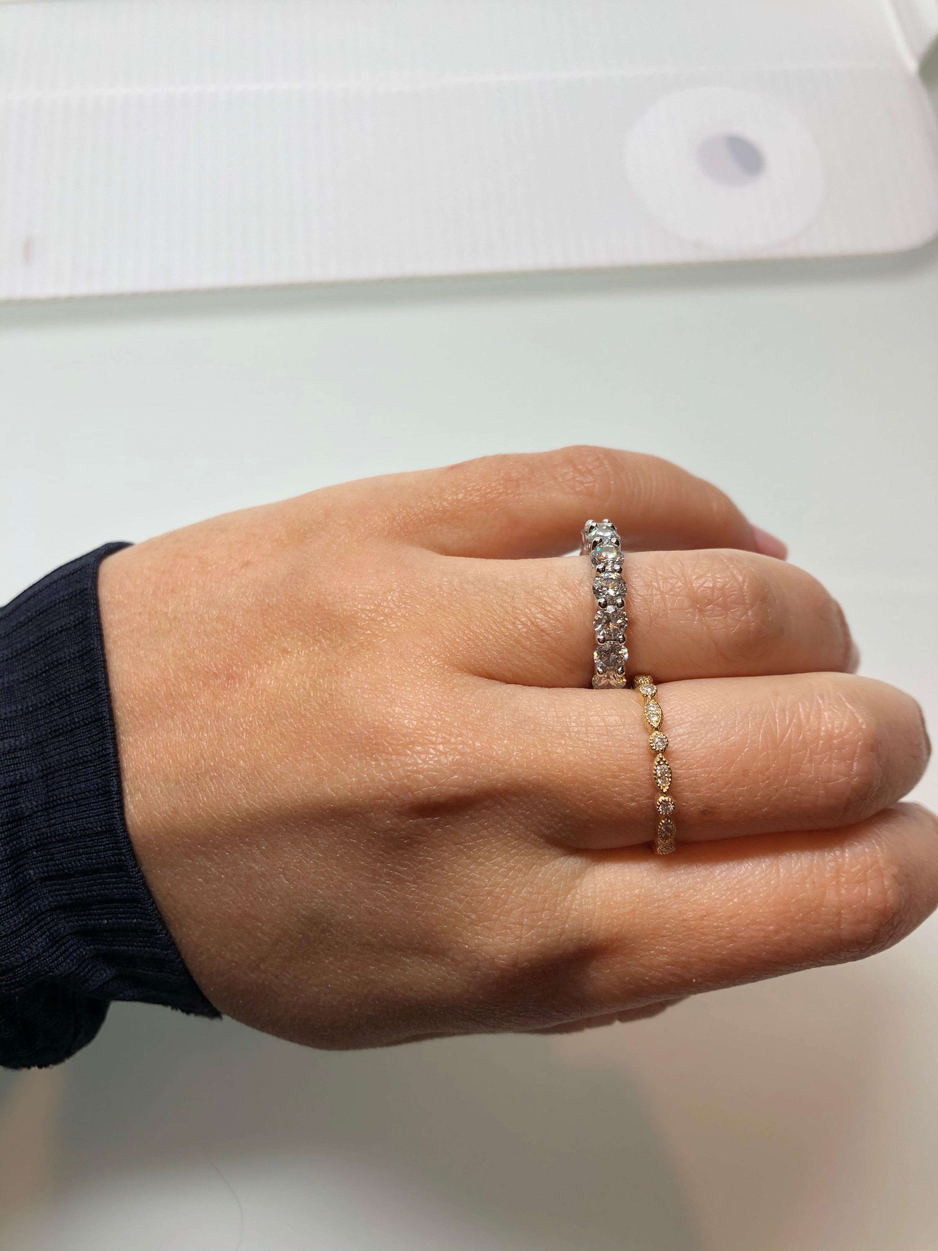 Round and Marquise Shaped Diamond Ring