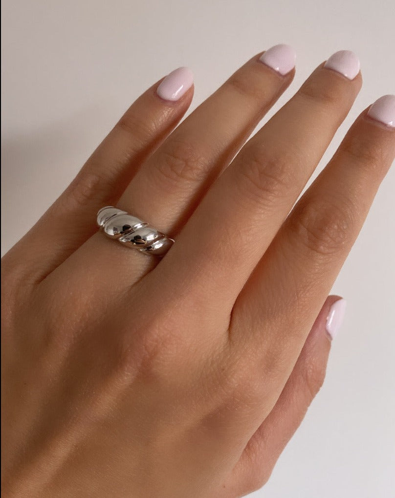 10K Gold Dome Croissant Ring