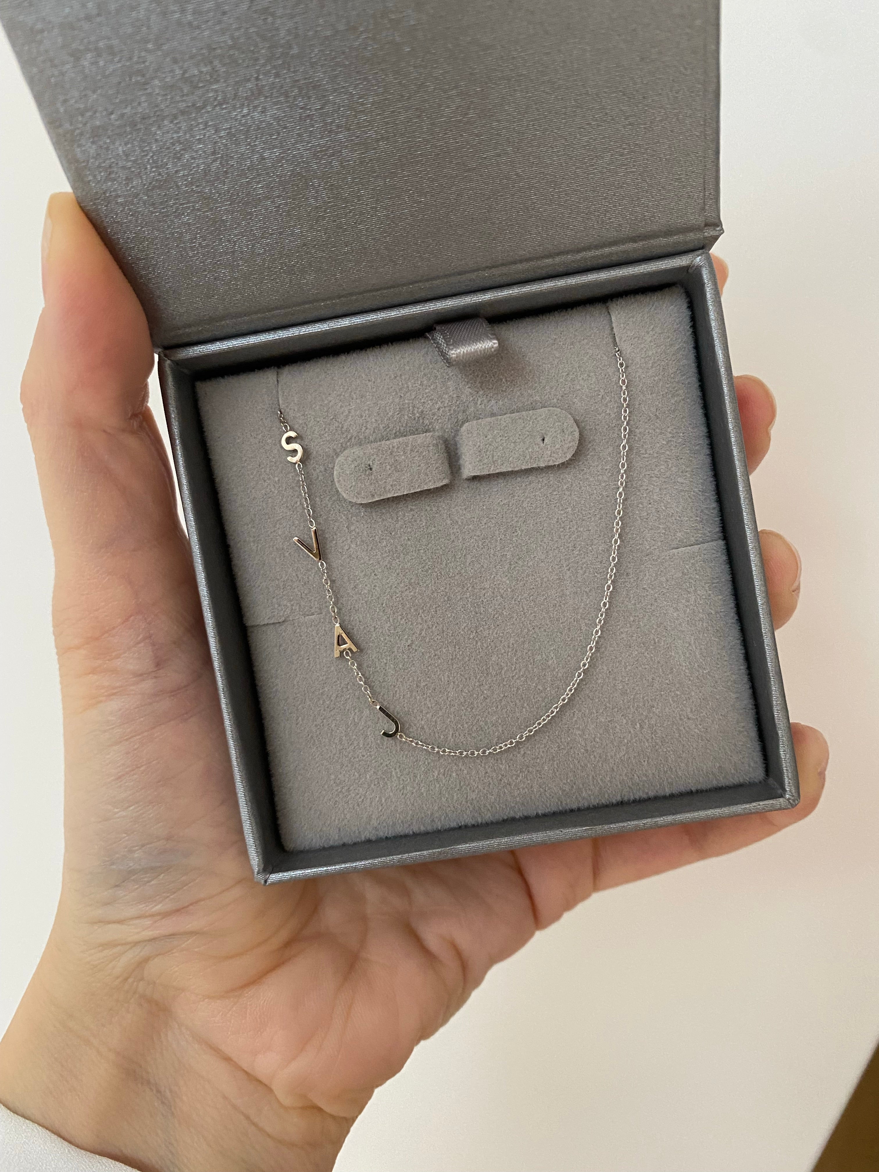 14K Gold Asymmetrical Initial Necklace