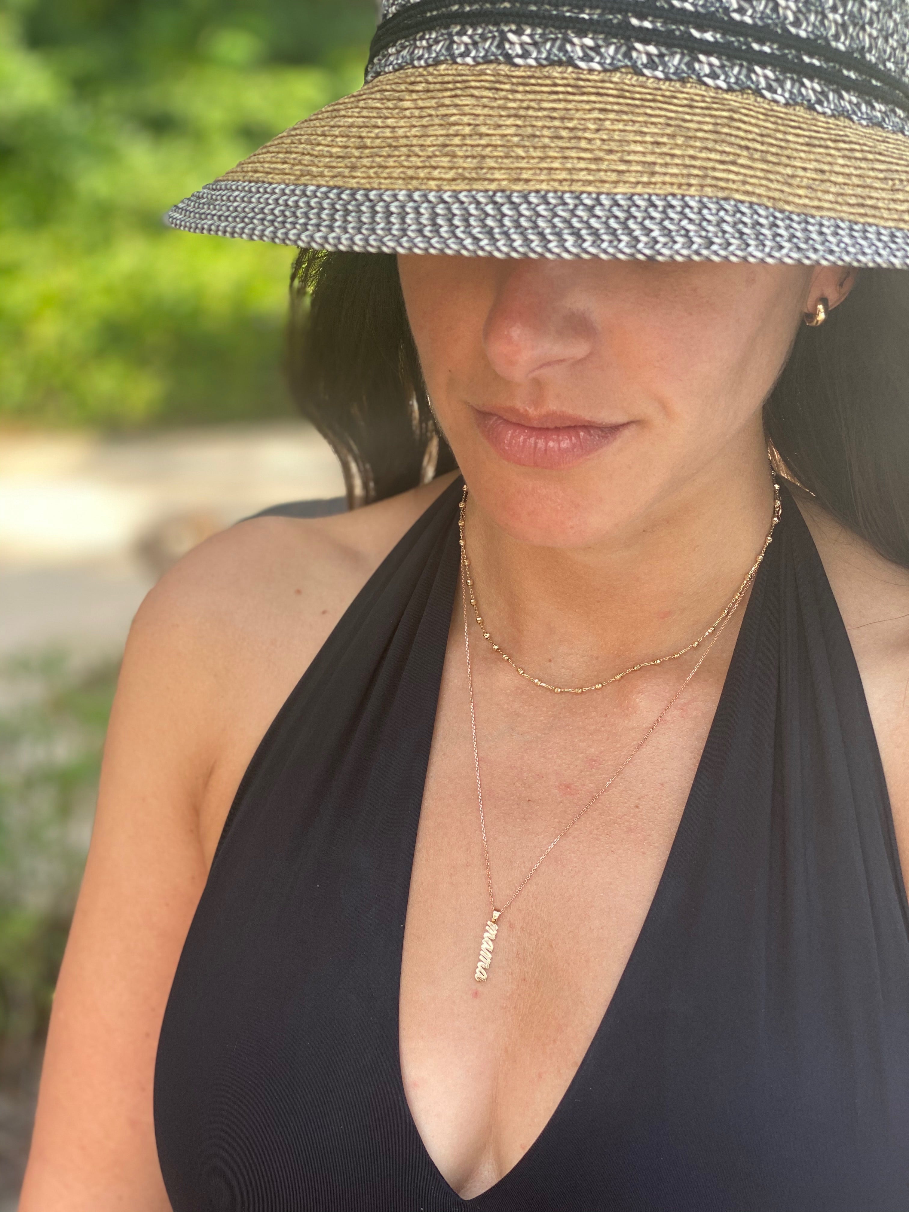 14K White Gold Cursive Mama Charm