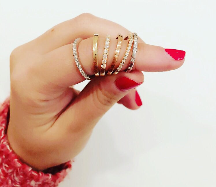 2mm Pavé-Set Half Diamond Ring