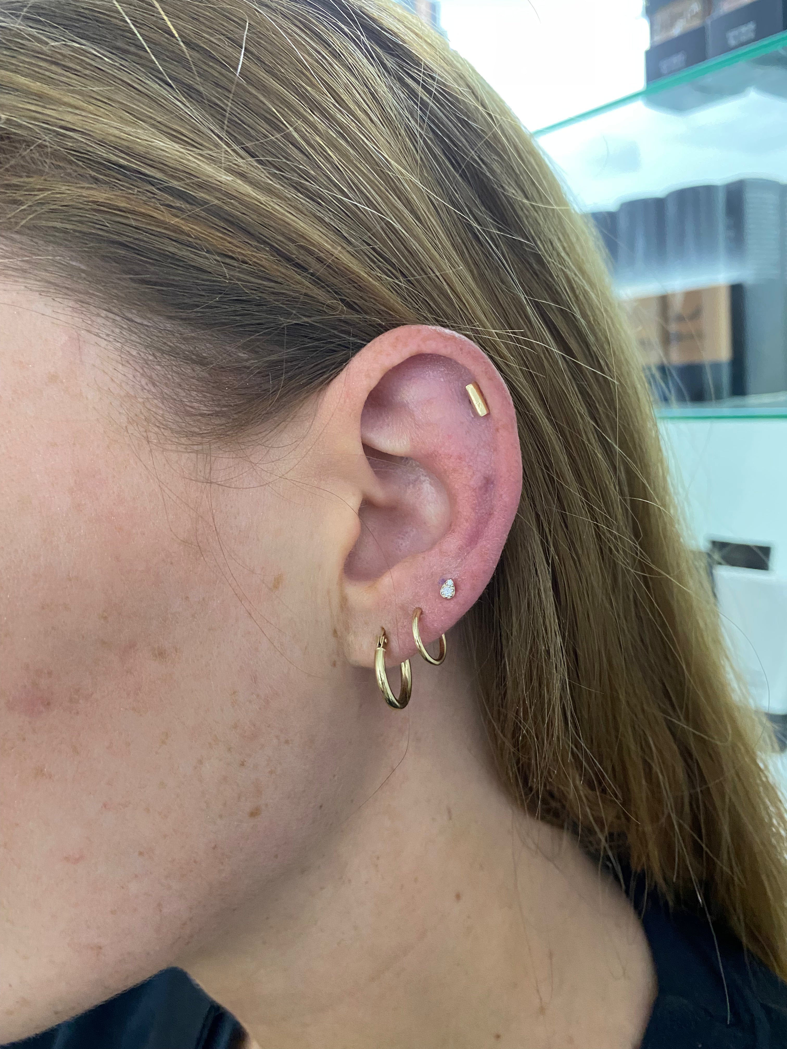 14K Gold Single Diamond Pear Teardrop Stud
