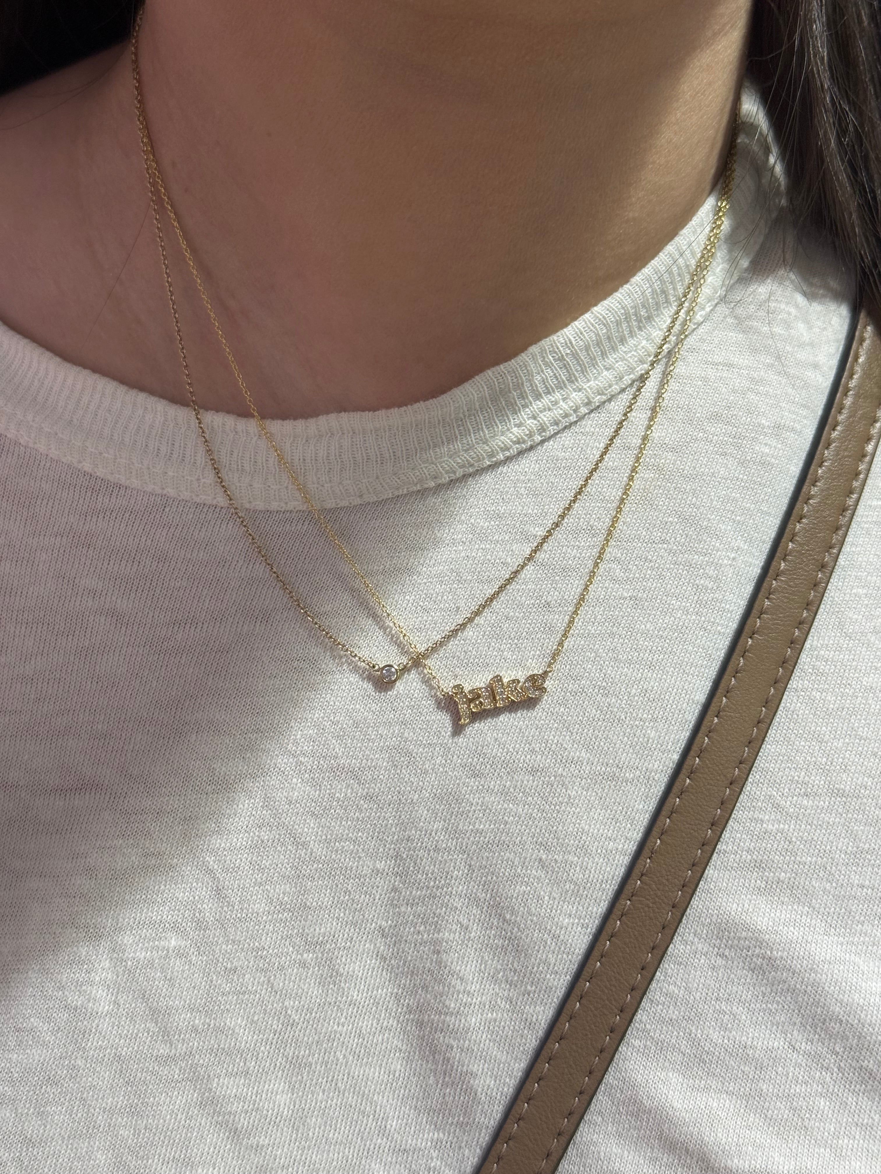 14K Gold and Diamond Mini Name Necklace