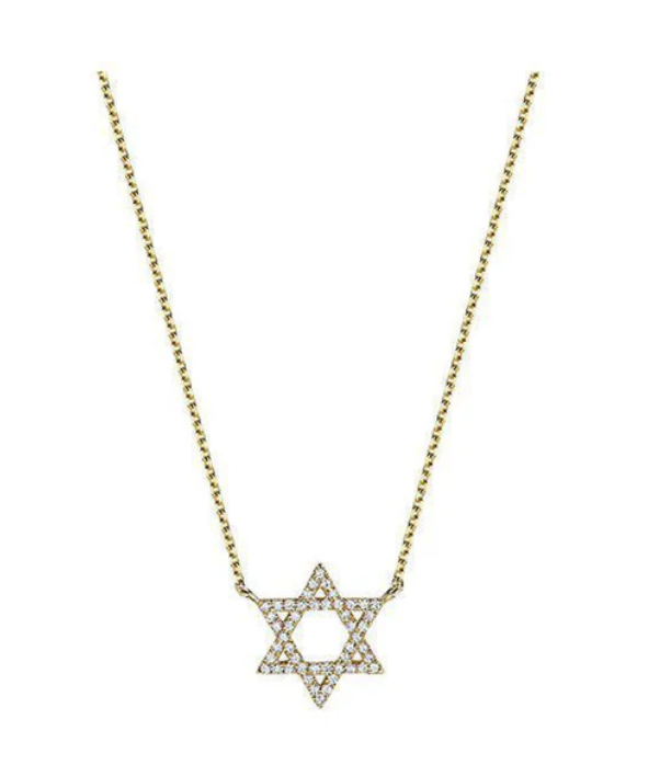 10K Gold Adjustable Diamond Star of David Necklace